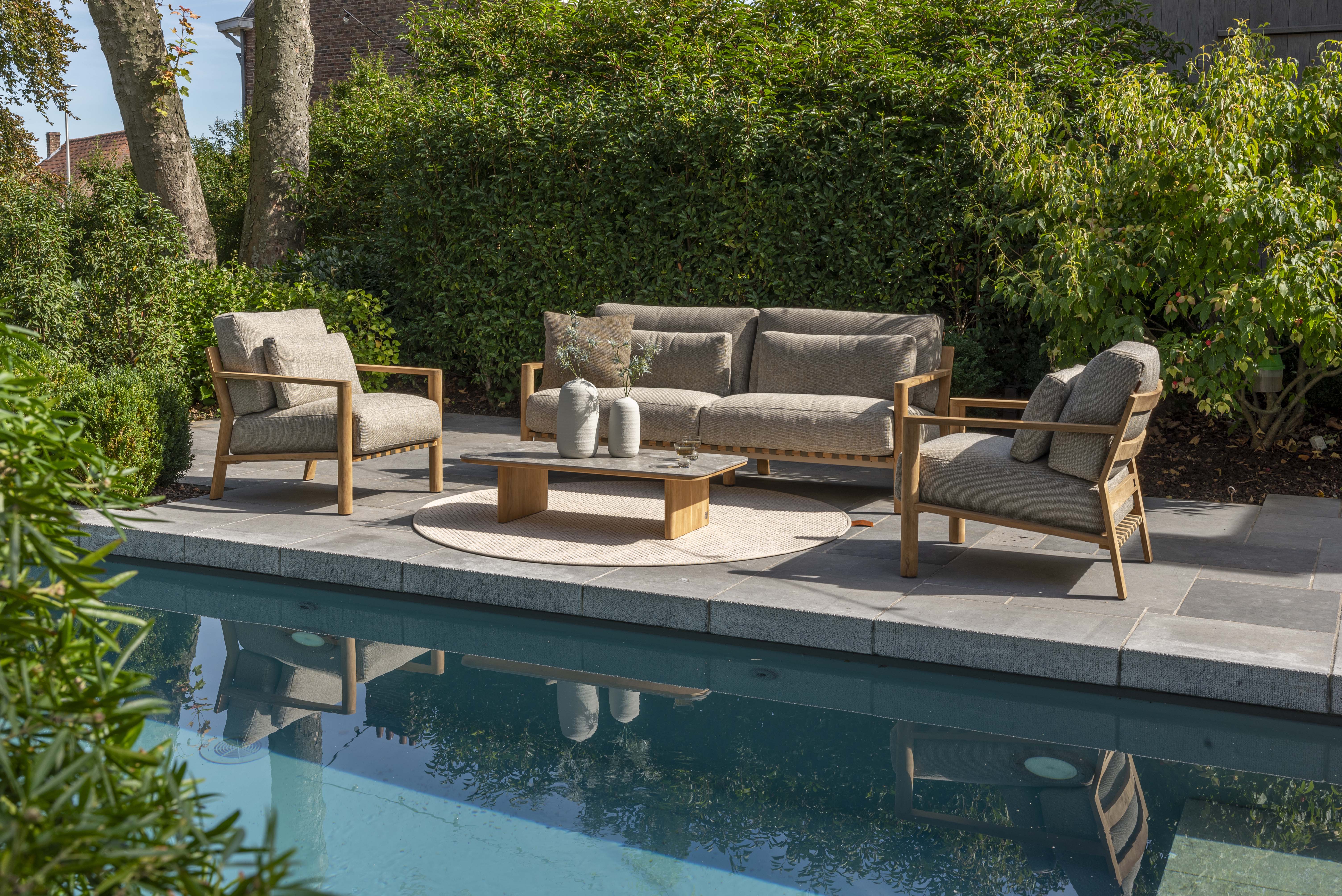 Loungestoel Lucas - teak/webbing beige