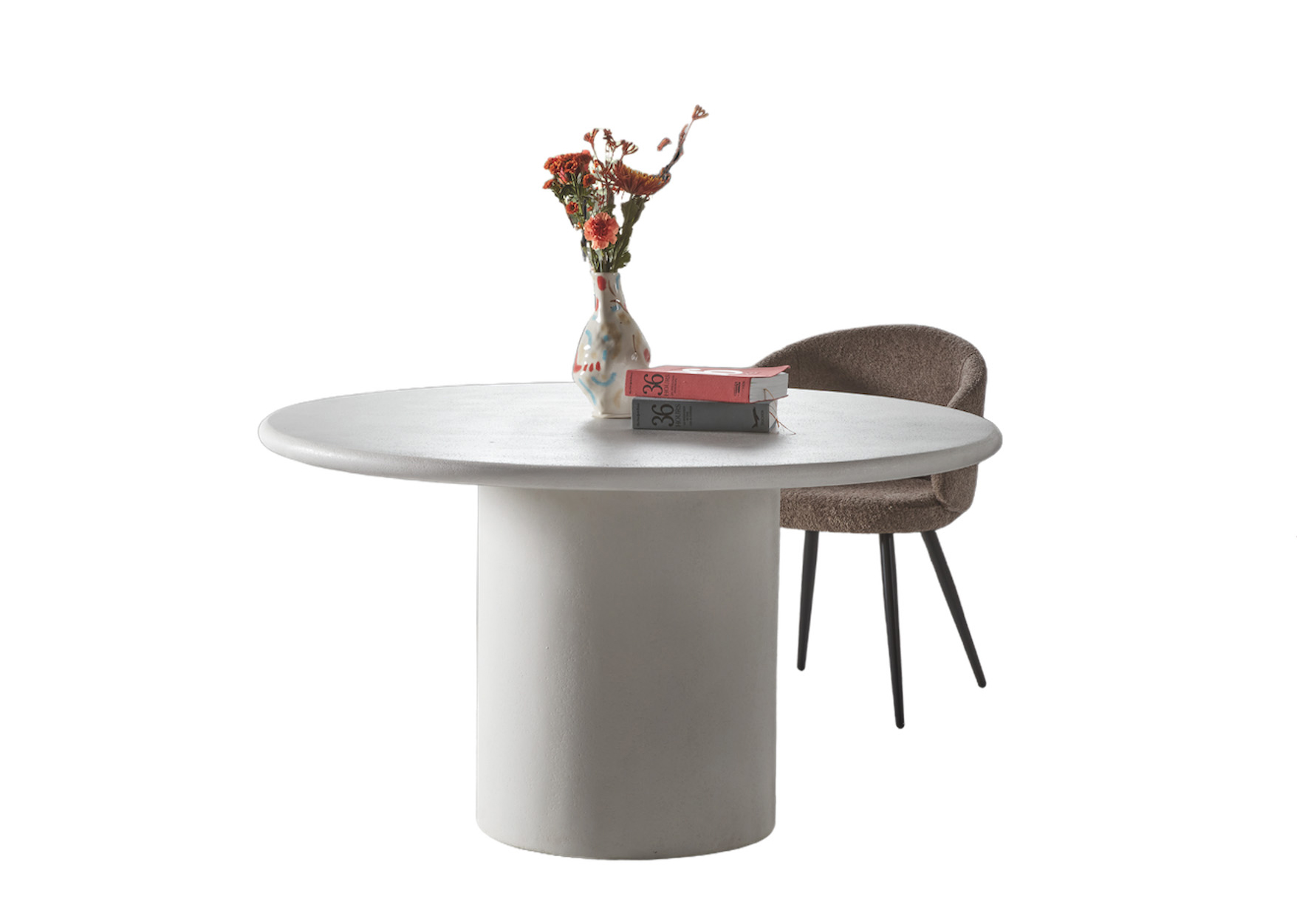 Ronde tafel diam.135cm - off white beton