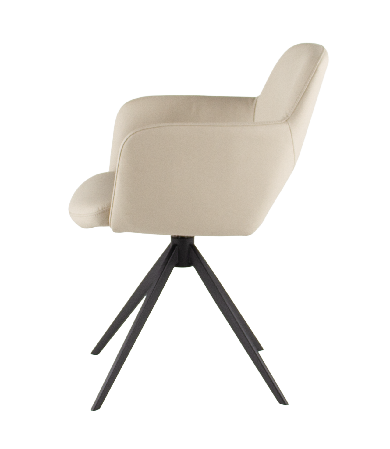 Draaibare kuipstoel in leder - beige