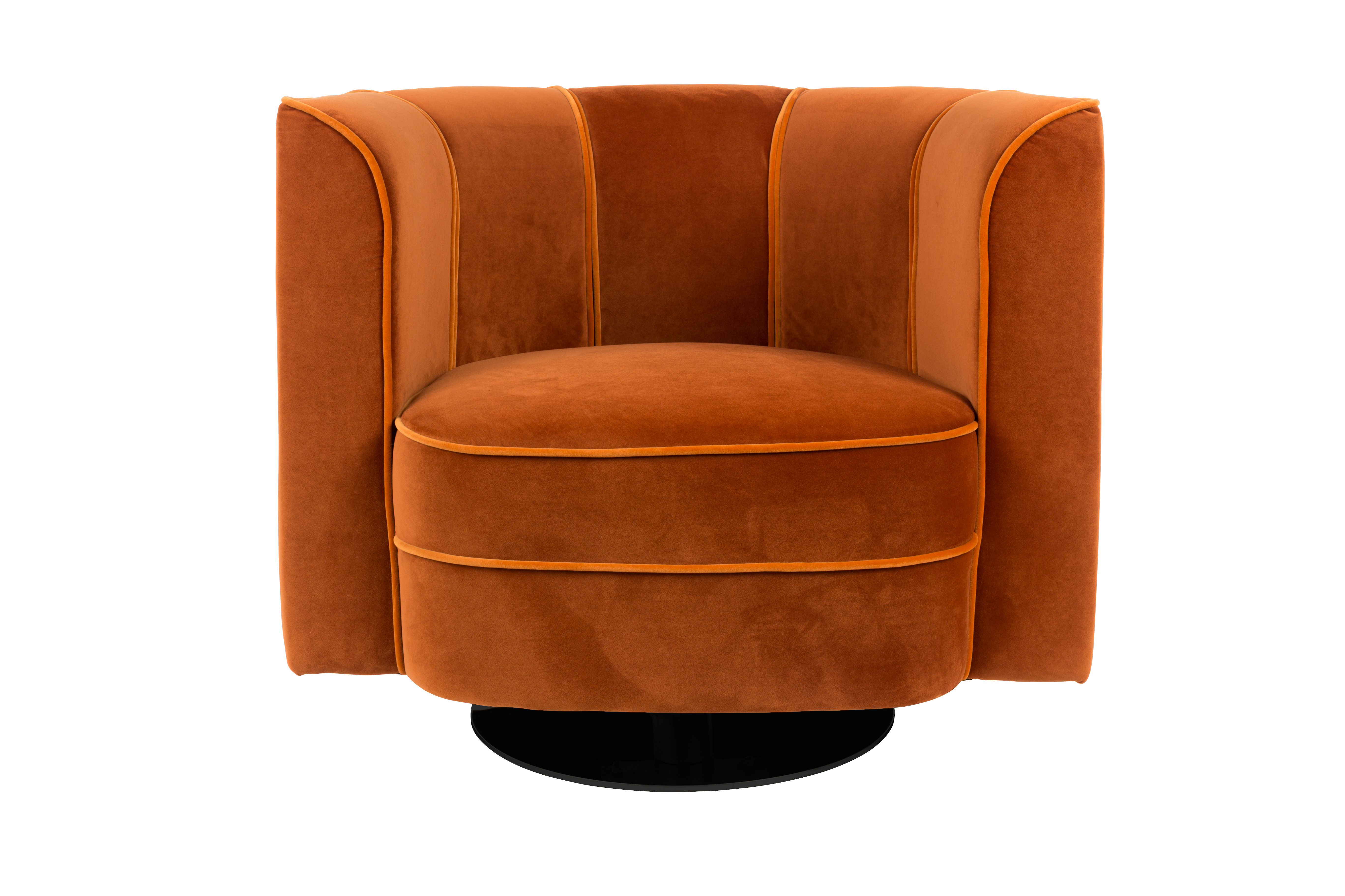 Draaifauteuil Flower in velvet - oranje