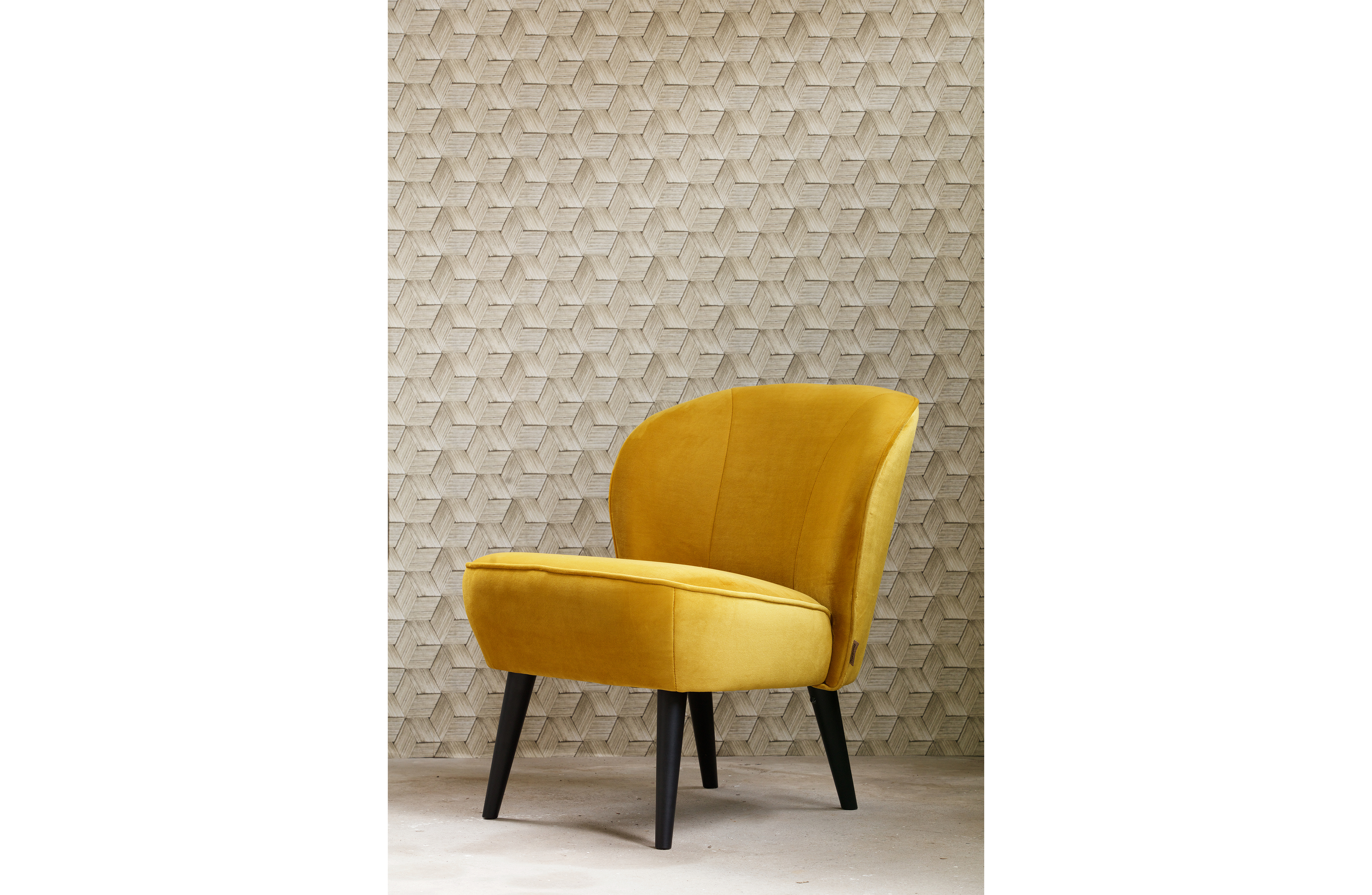Fauteuil Sara in fluweel - okergeel