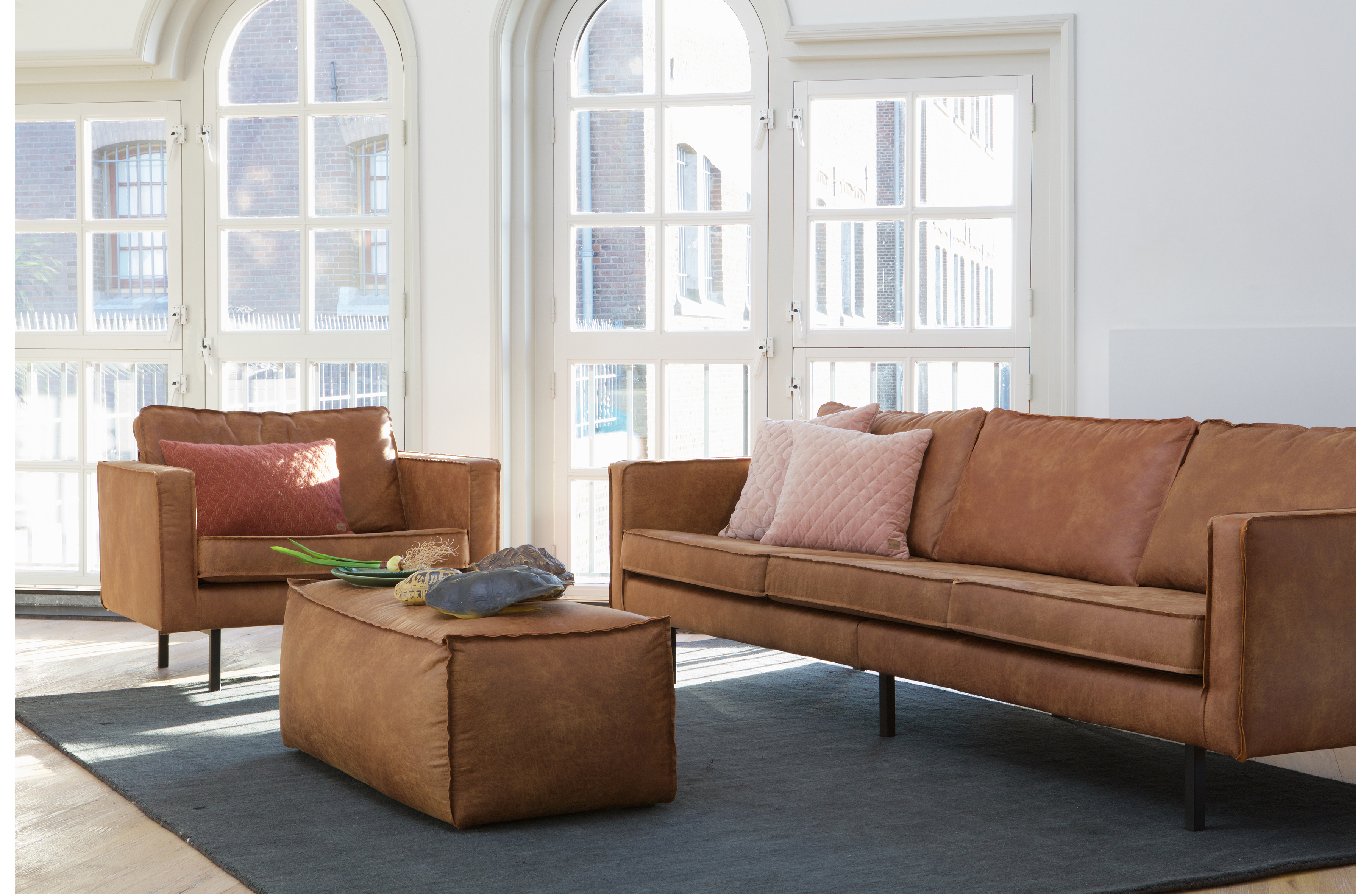 Poef hocker Rodeo - cognac