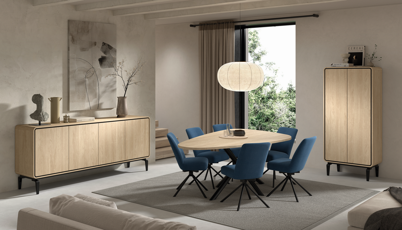Dressoir 4 deuren B235cm - brushed sand oak nature