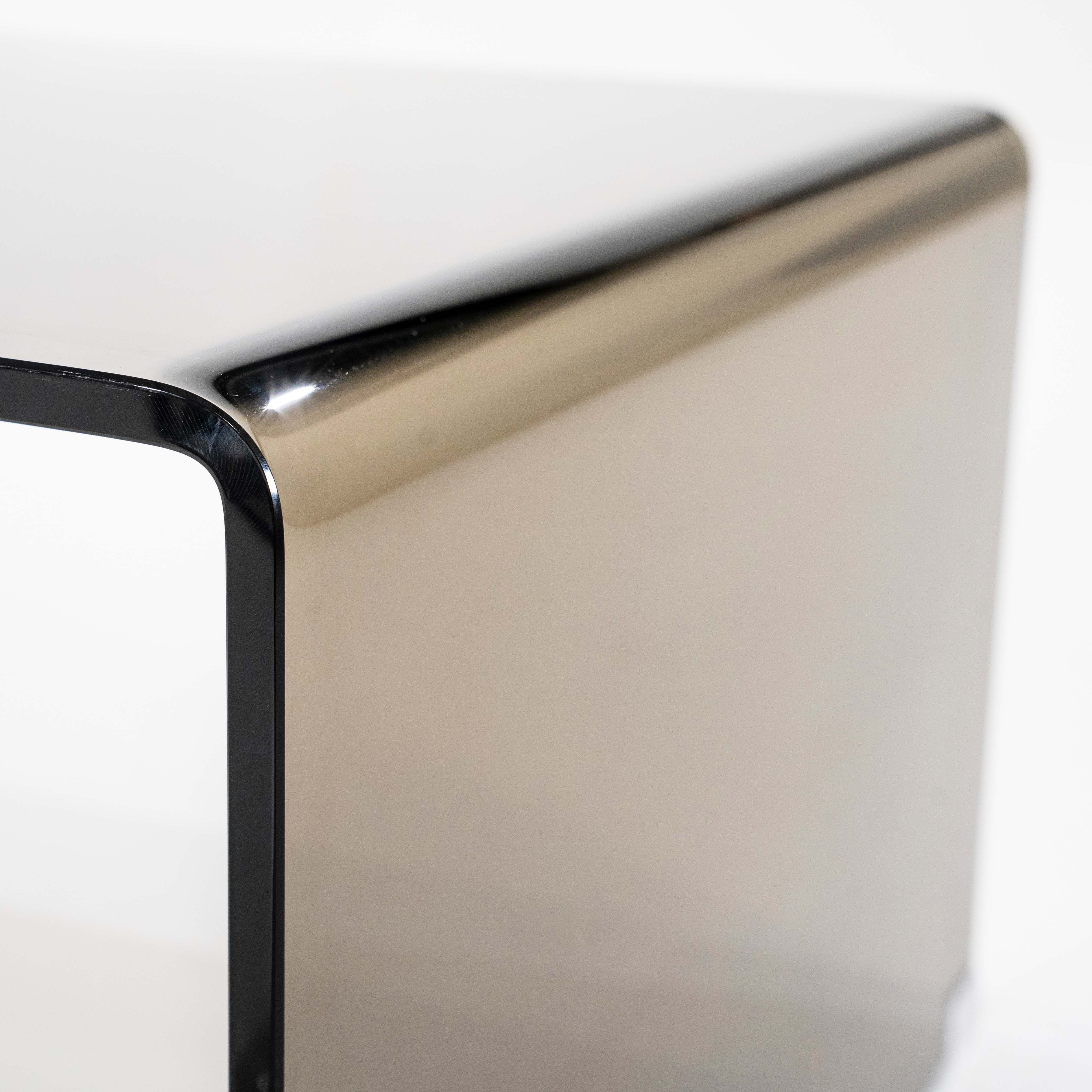 Glazen bijzettafel met opbergvak - donkerbruin