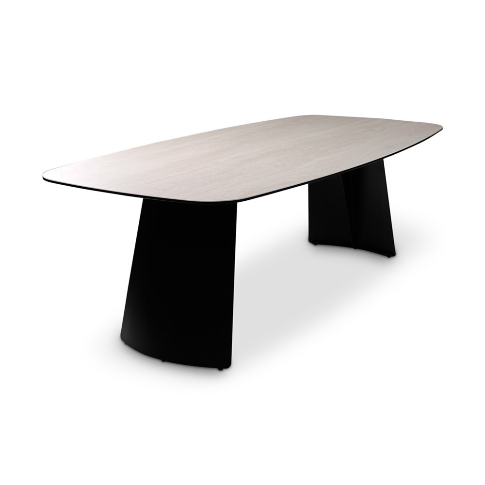 Eettafel 240x110cm - keramiek/zwart metaal