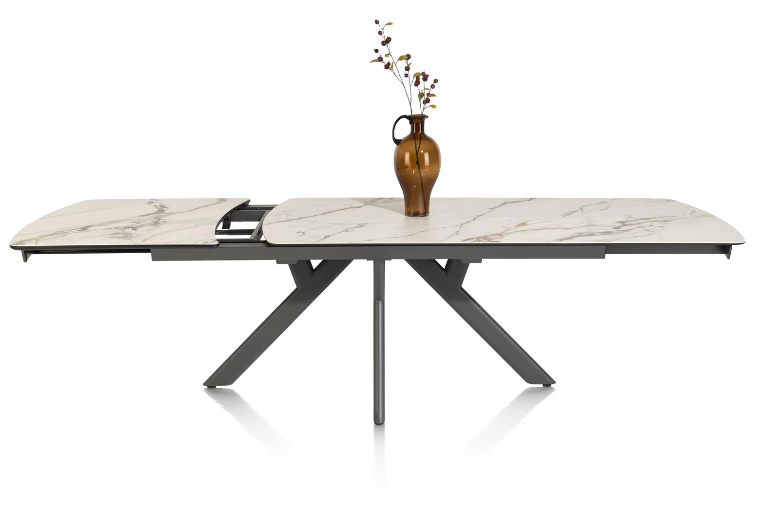 Uitschuifbare eettafel keramiek Vegas 200/280x100cm - wit marmerlook