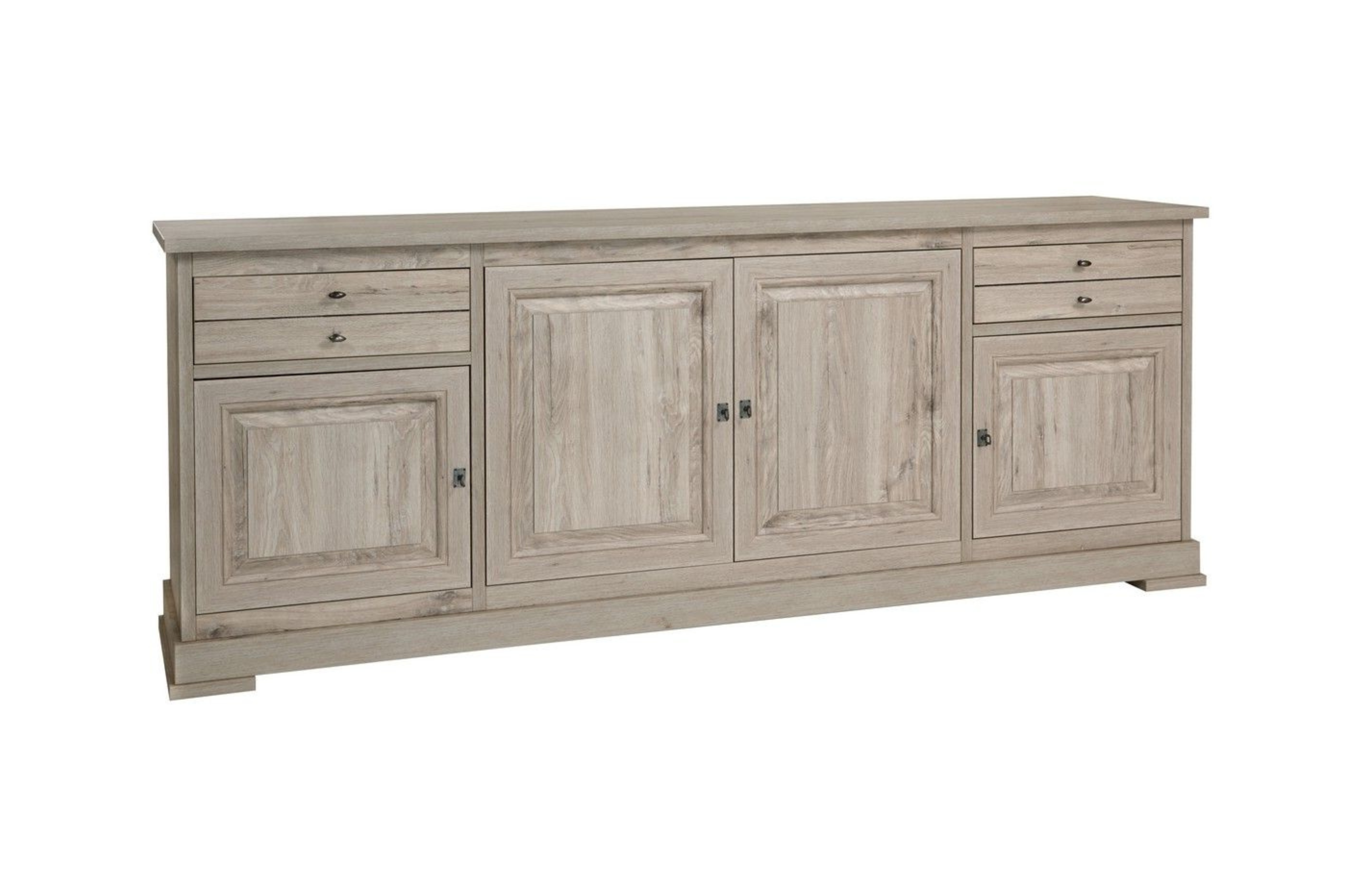 Dressoir 4 deuren en 4 lades B246cm - lichtgrijs eiken