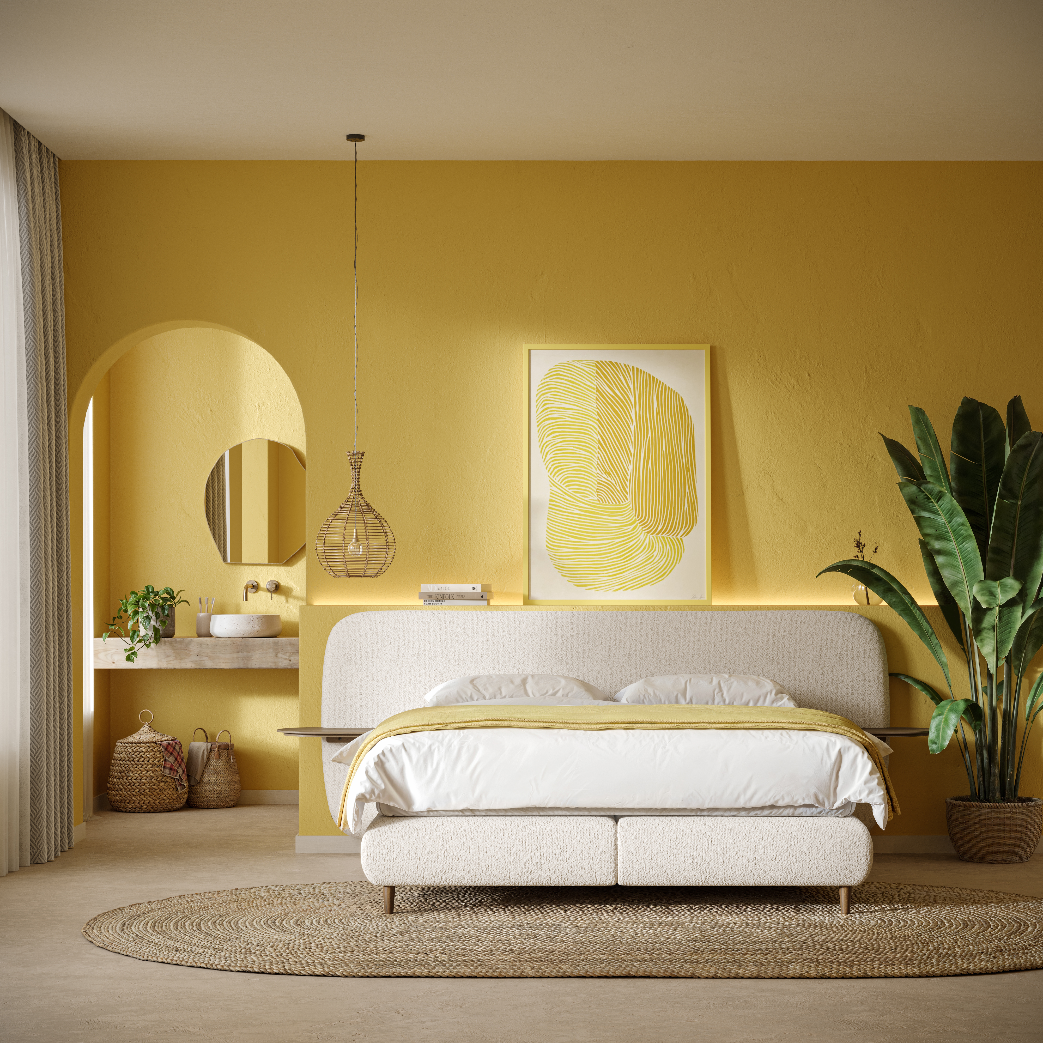 Boxspring Mars (excl. matras) 180x200cm - Natural ecru