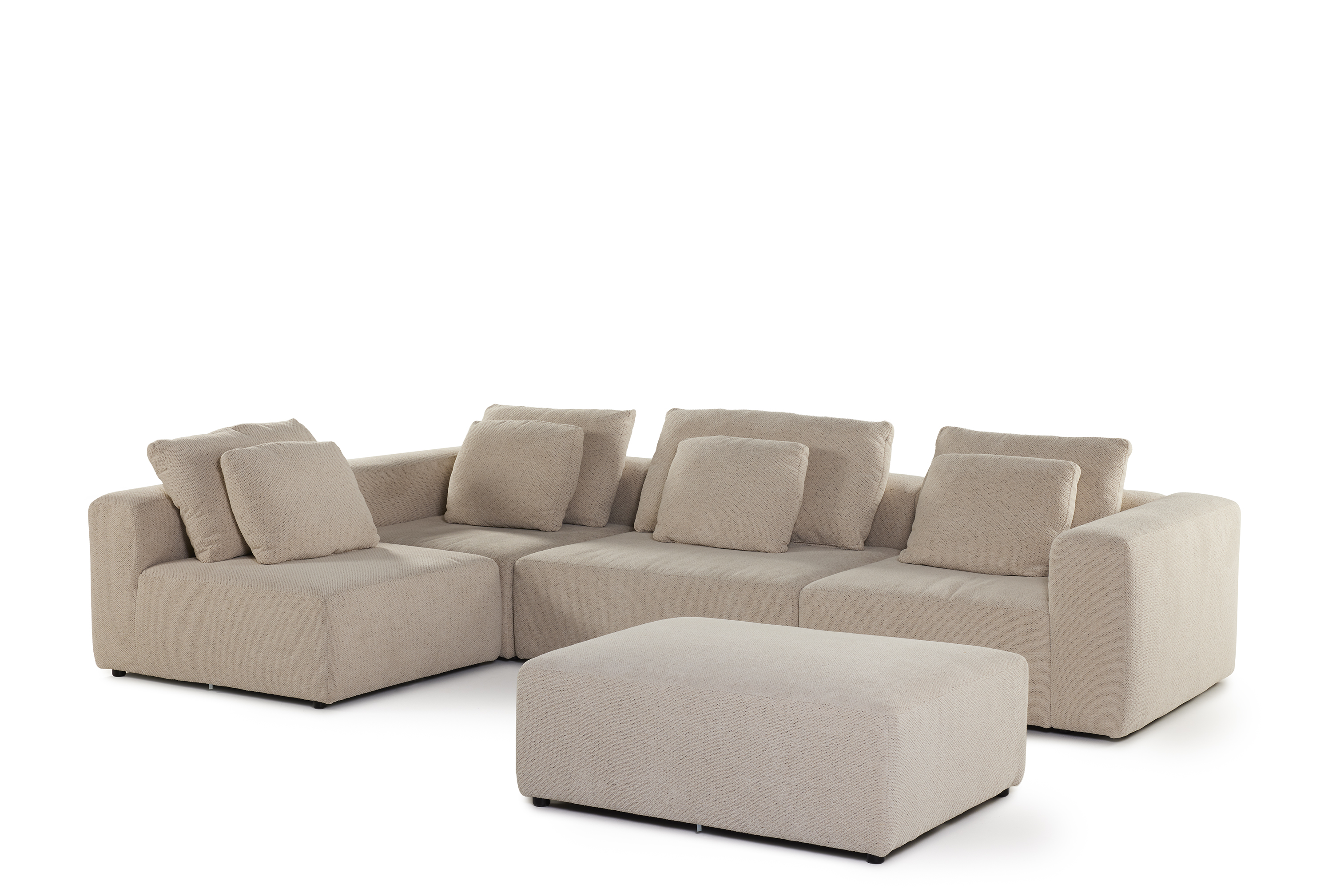Modulaire zetel met poef - beige