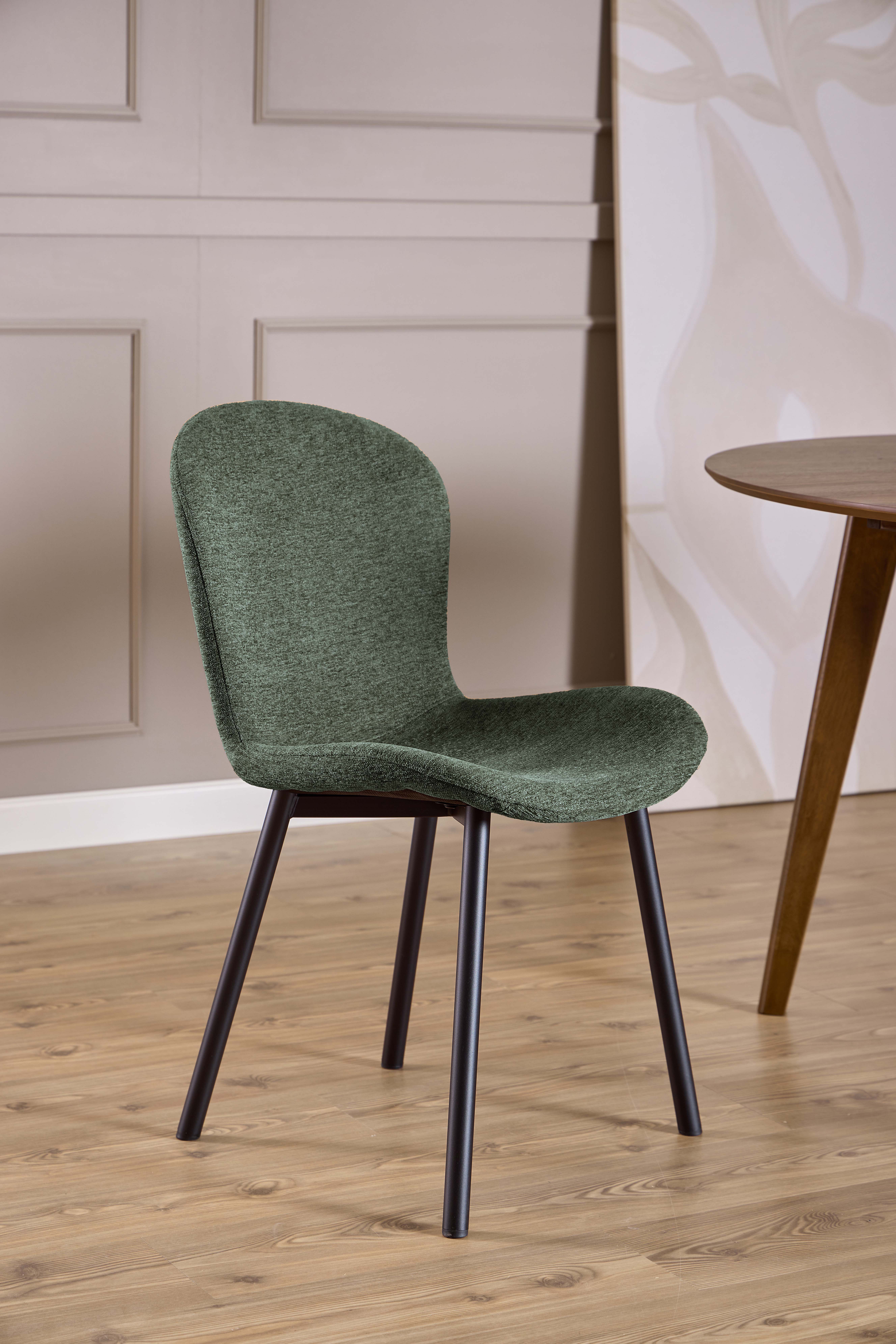 Eetkamerstoel - donkergroen/zwart metaal