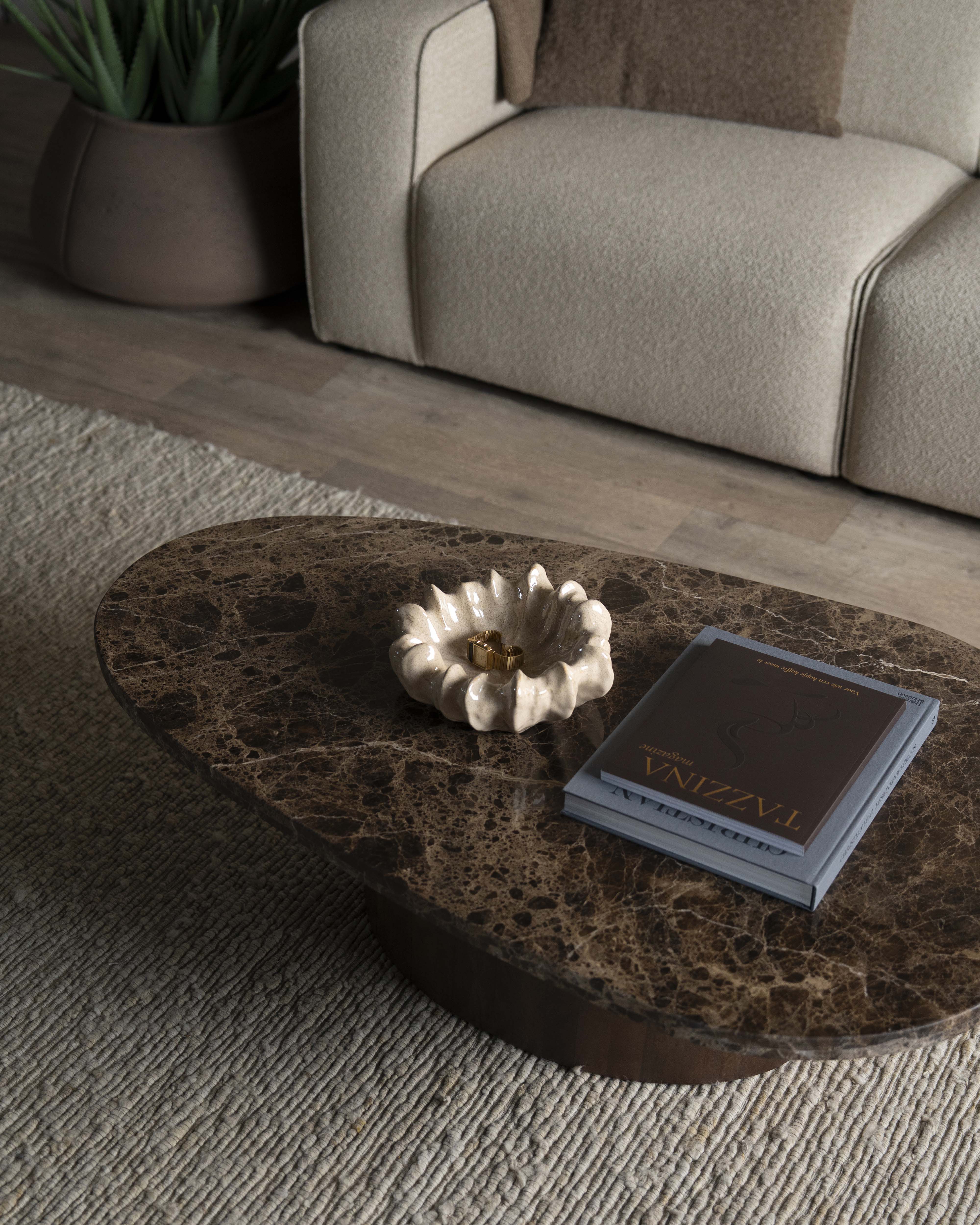 Salontafel 120x75cm - donkerbruin marmer