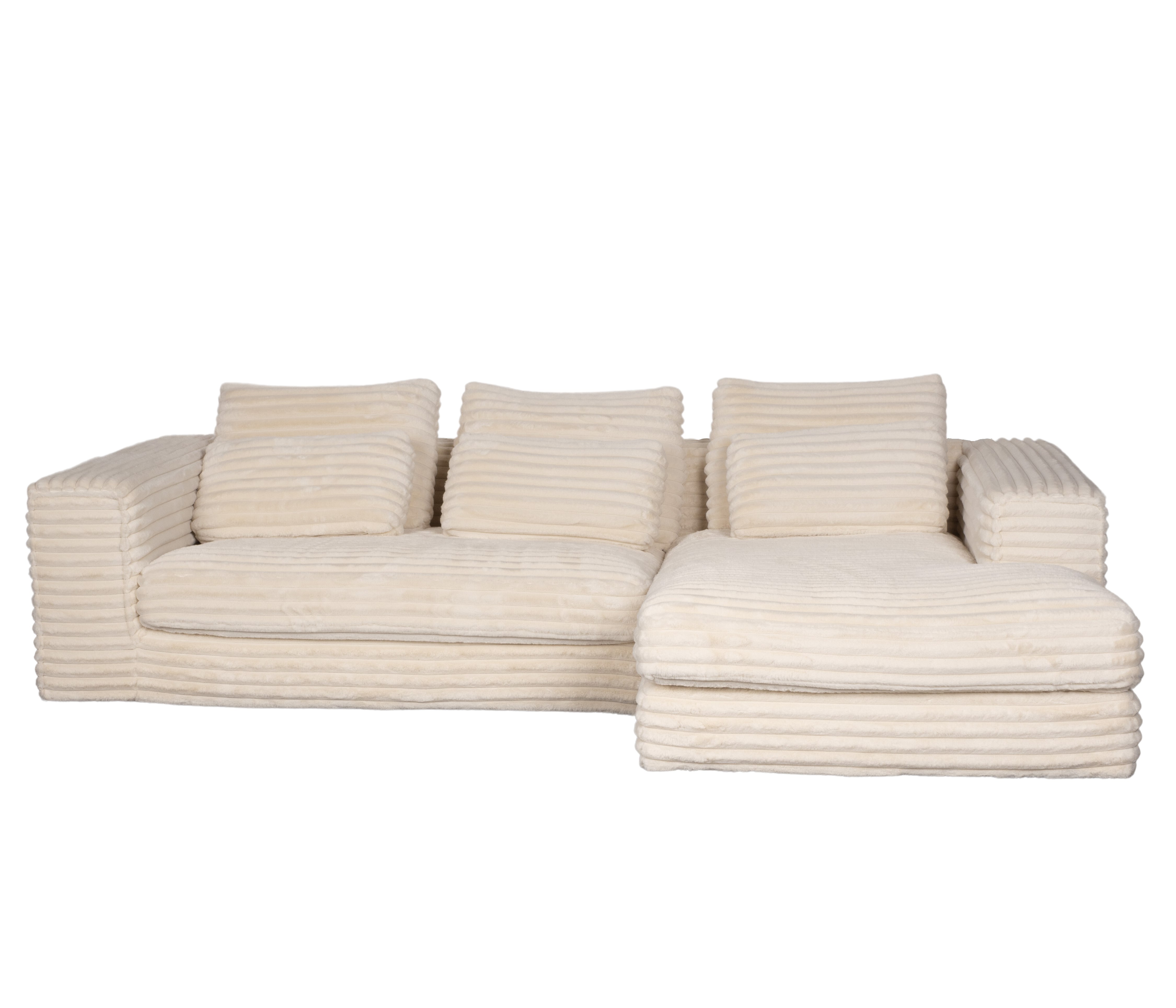 Hoeksalon in fluweel met longchair (rechts) - Ermine ecru
