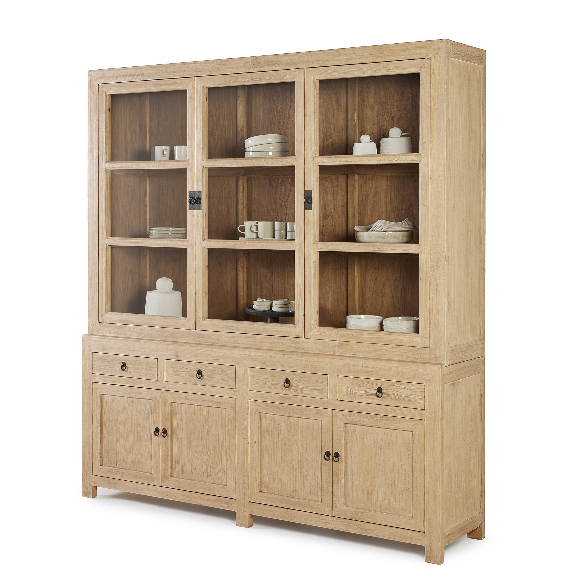 Vitrinekast B220cm - old pinewood