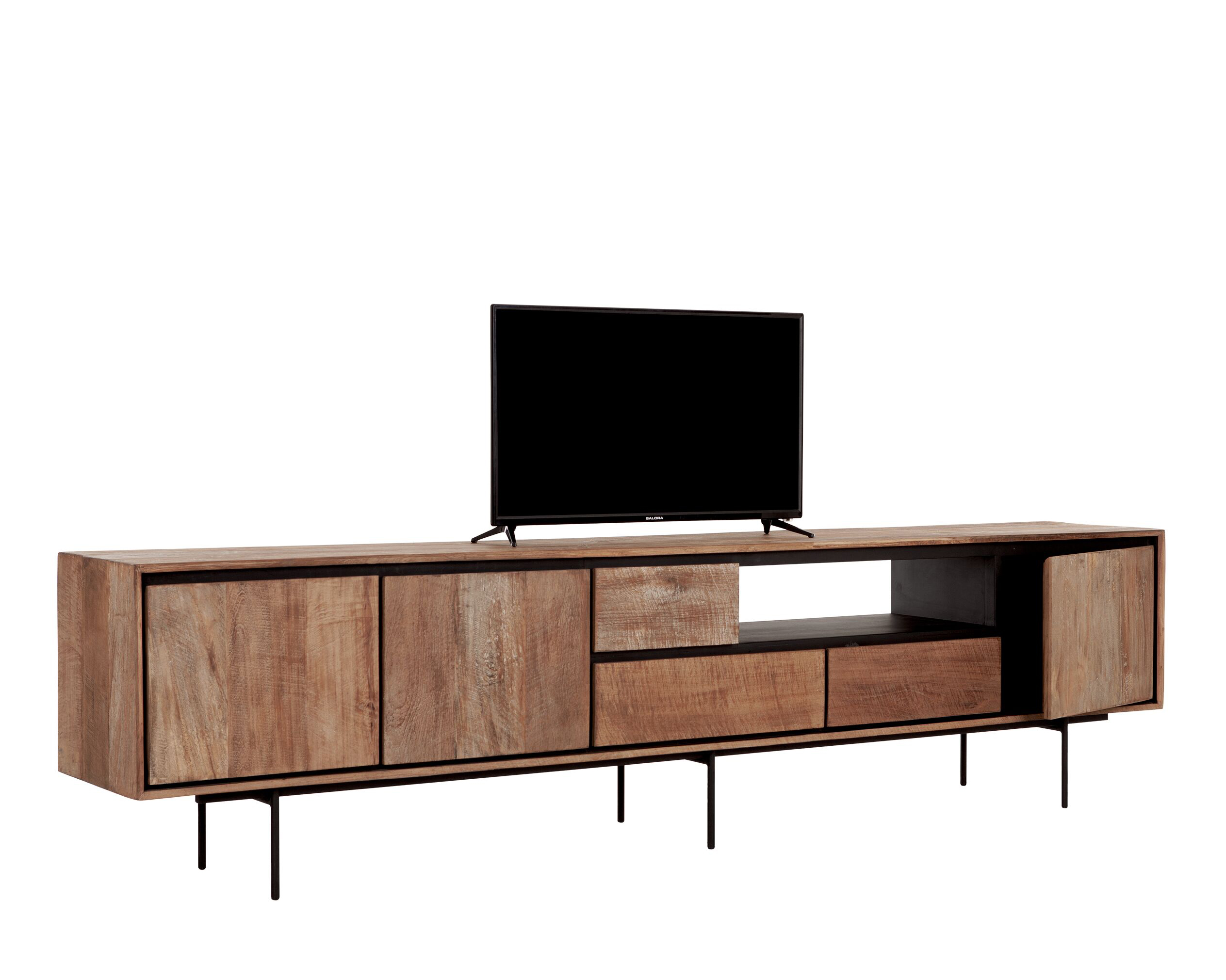 Tv-meubel Metropole XL met 3 deuren en 3 lades - natuur teak