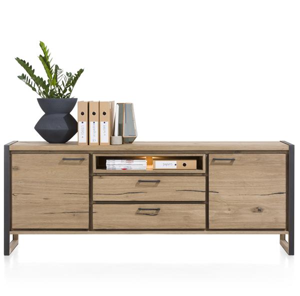 Dressoir Metalo met 2 deuren en 2 lades B210cm - natuur