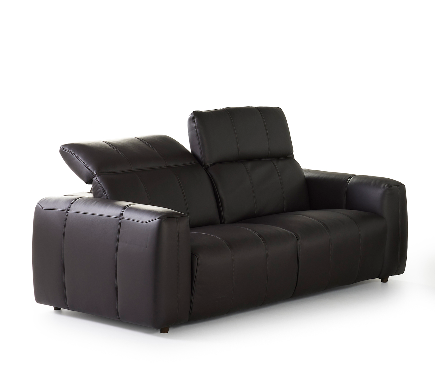 Lederen salon met elektr.relaxen - donkerbruin