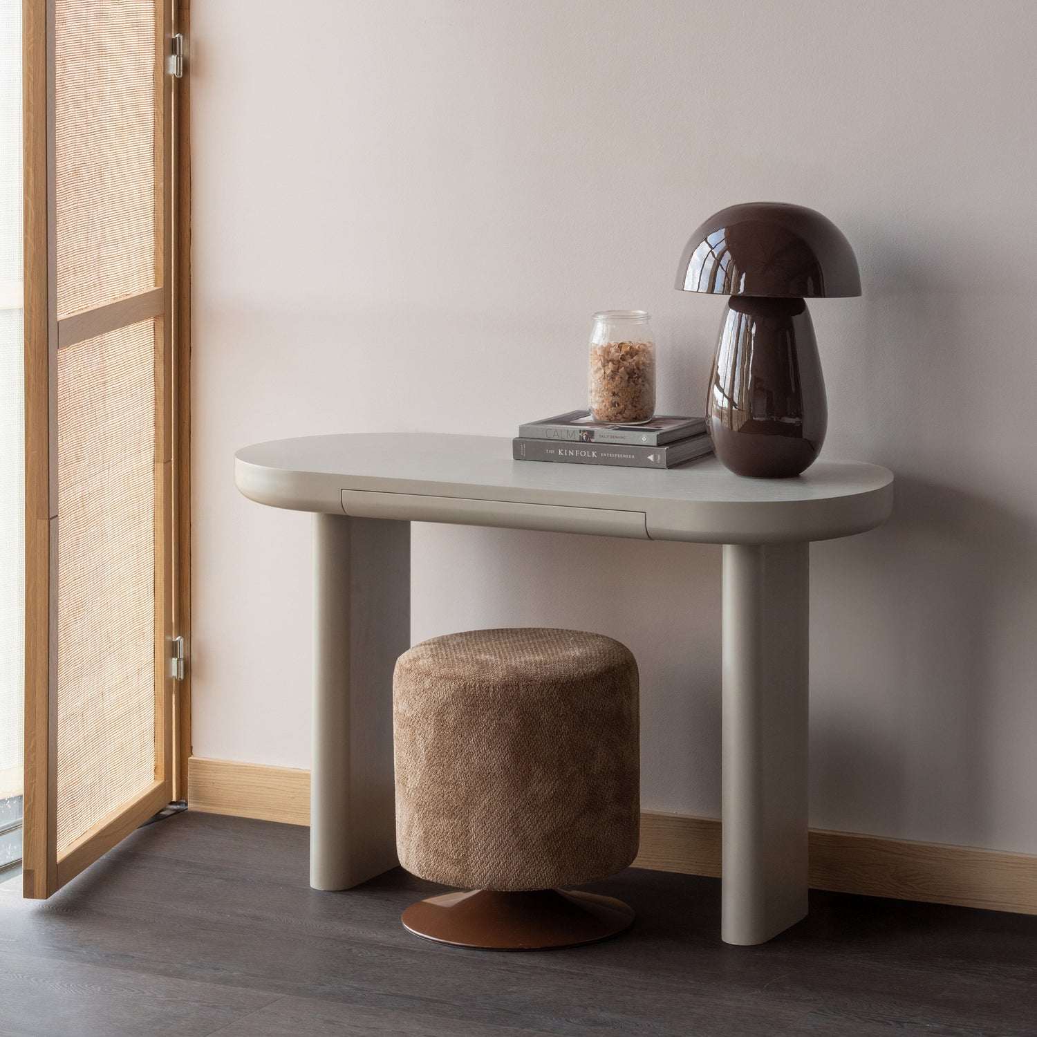 Draaibare poef Islen - bouclé bruin