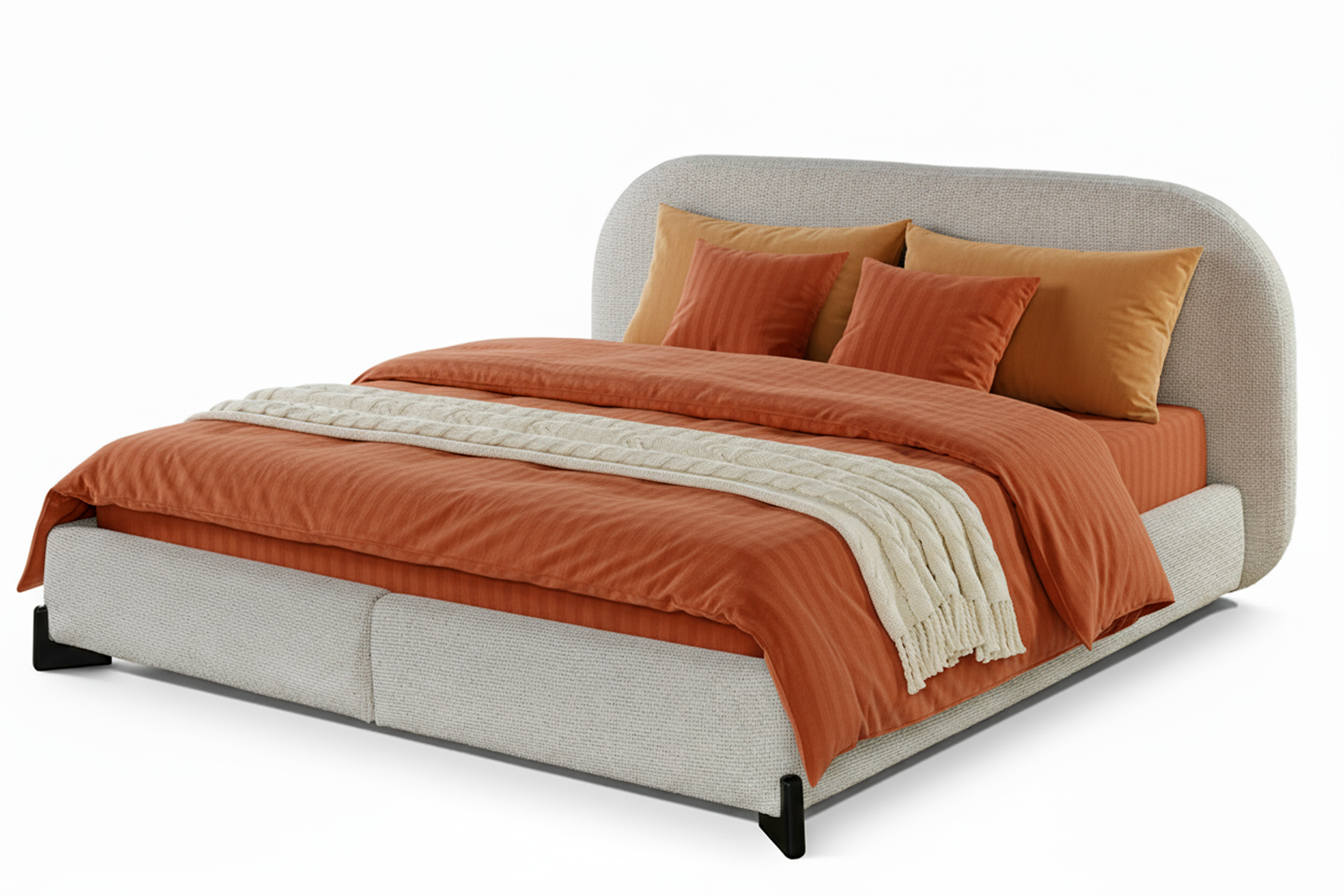 Boxspring met afgerond hoofdbord (excl. matras) 180x200cm - lichtgrijs