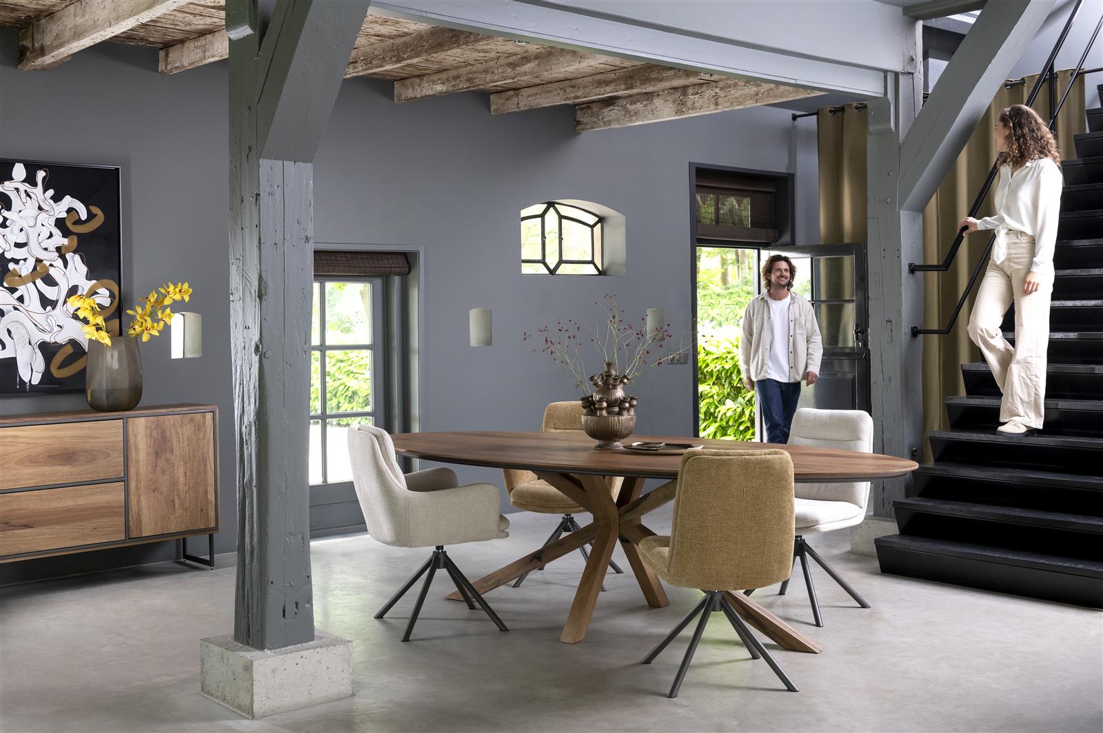 Dresssoir Trapani 240cm in fineerhout - smoked