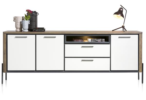 Dressoir 246cm 3 deuren, 2 lades, 1 open vak