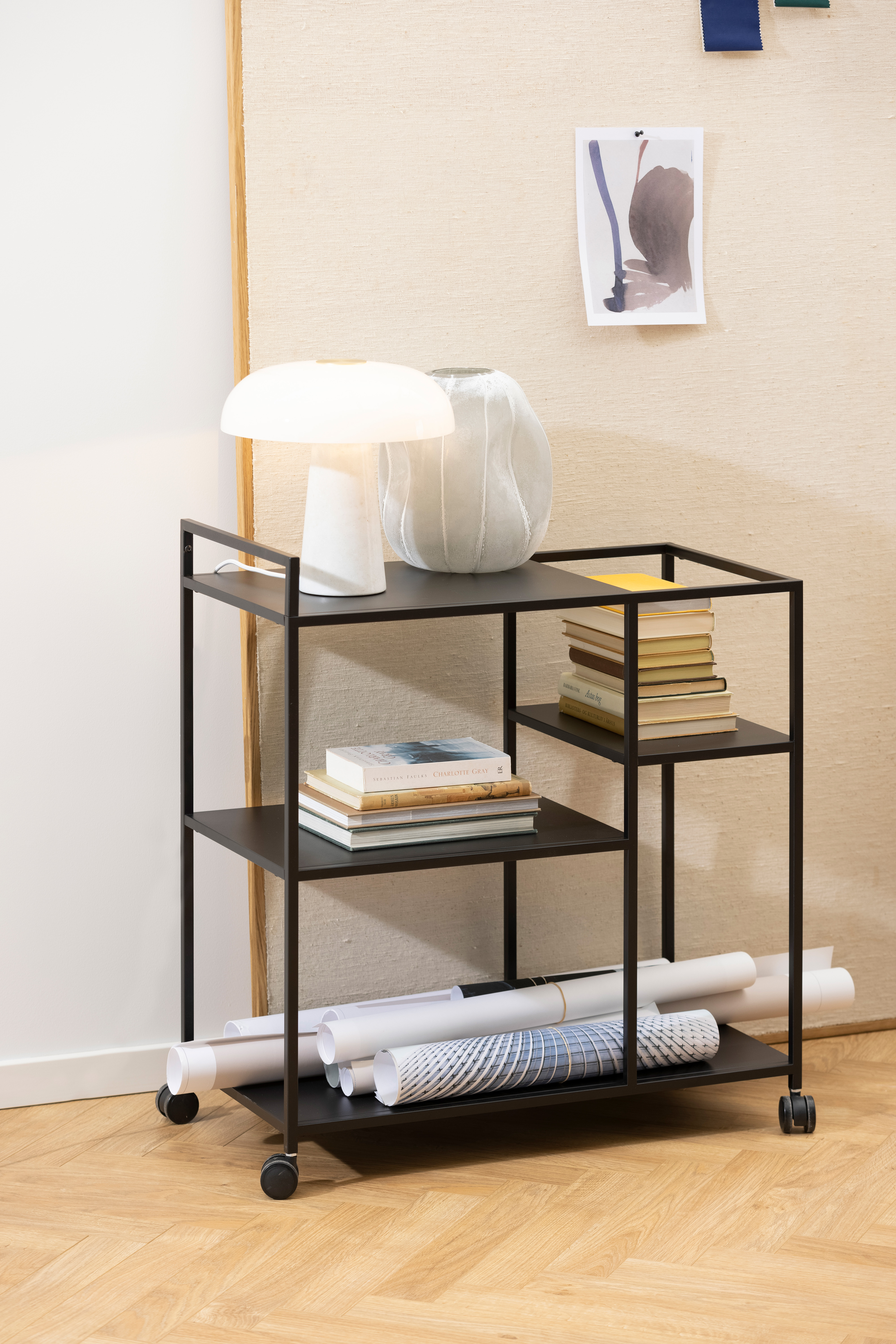 Trolley met wielen 78x40cm - zwart