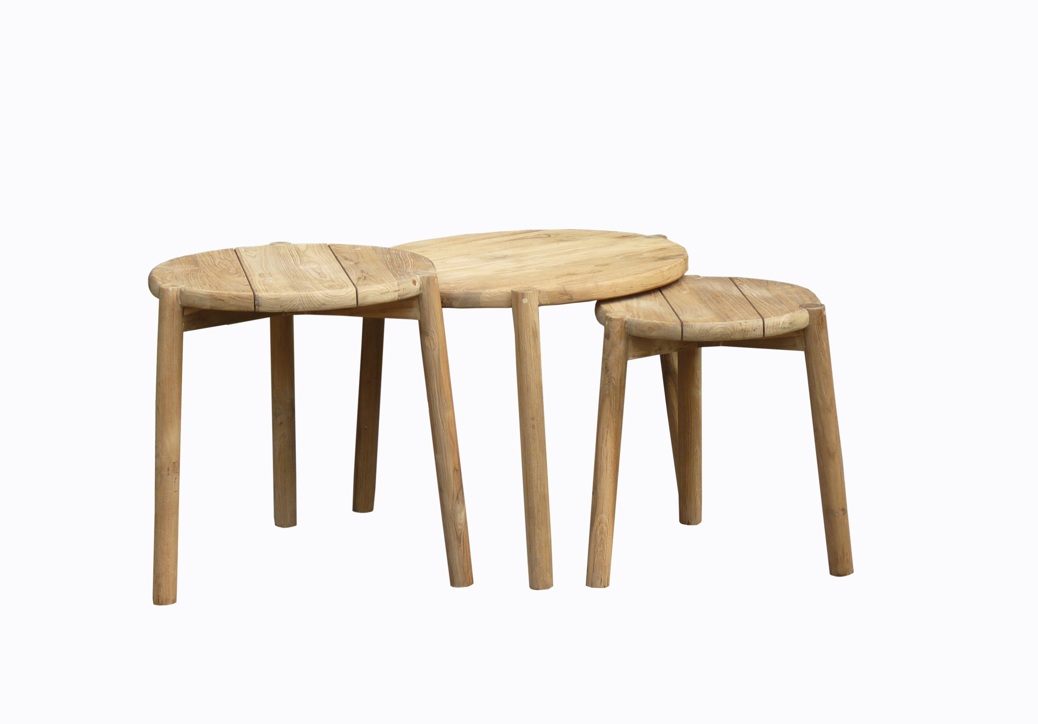 Set van 3 bijzettafels - recycled teak