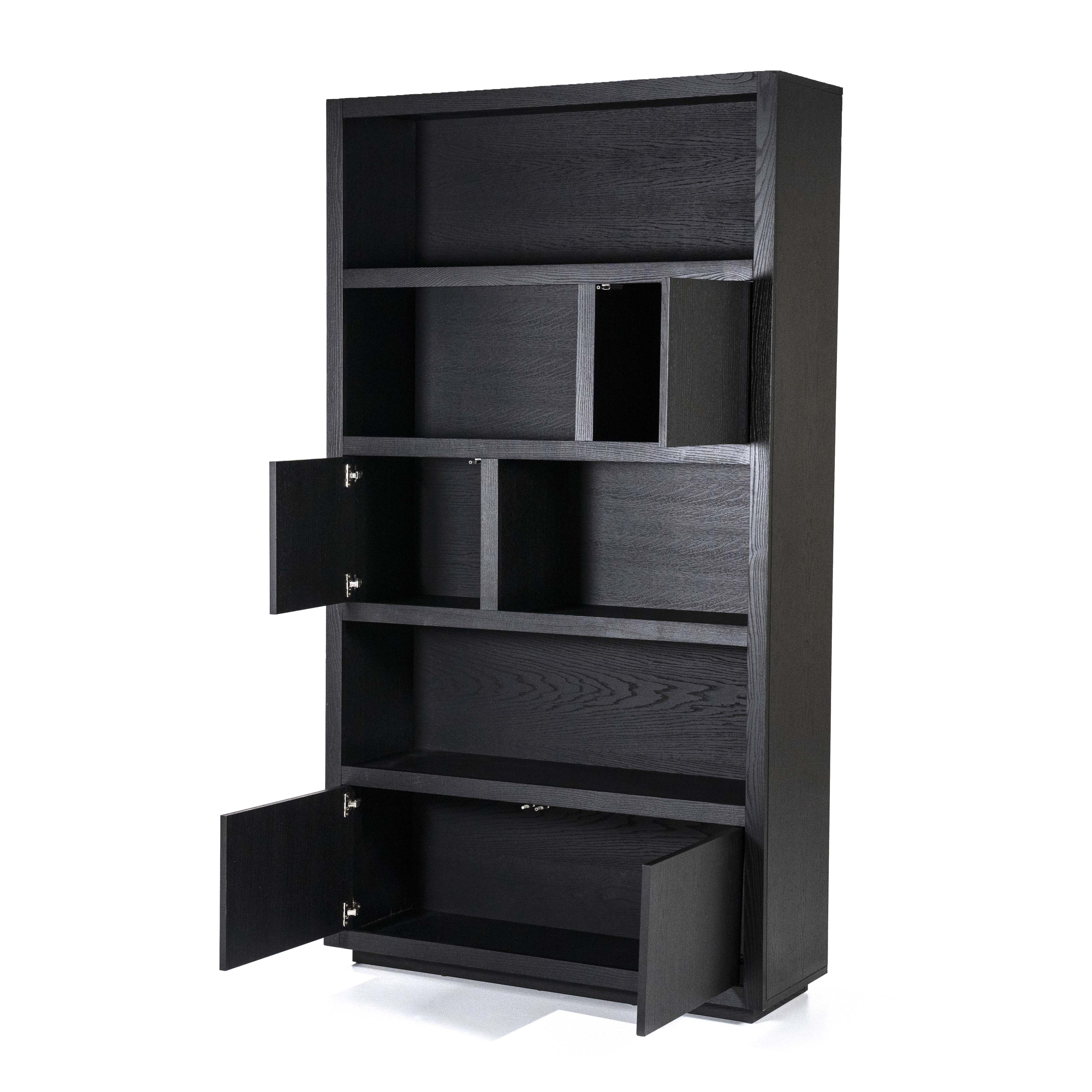 Wandkast in (fineer)eik B120cm - zwart