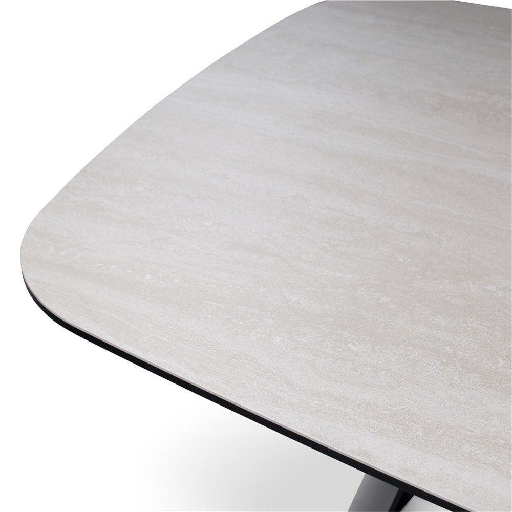 Eettafel 240x110cm - keramiek/zwart metaal