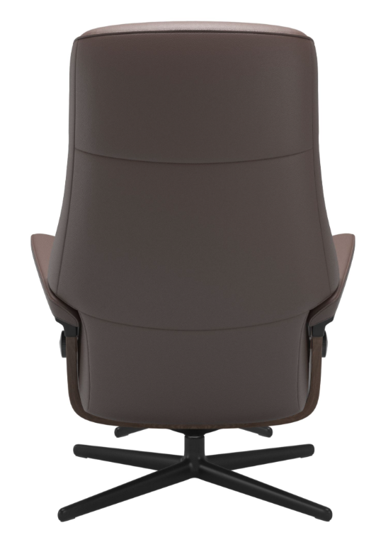 Lederen relaxzetel met voetenbank Philip - chocolate/walnut