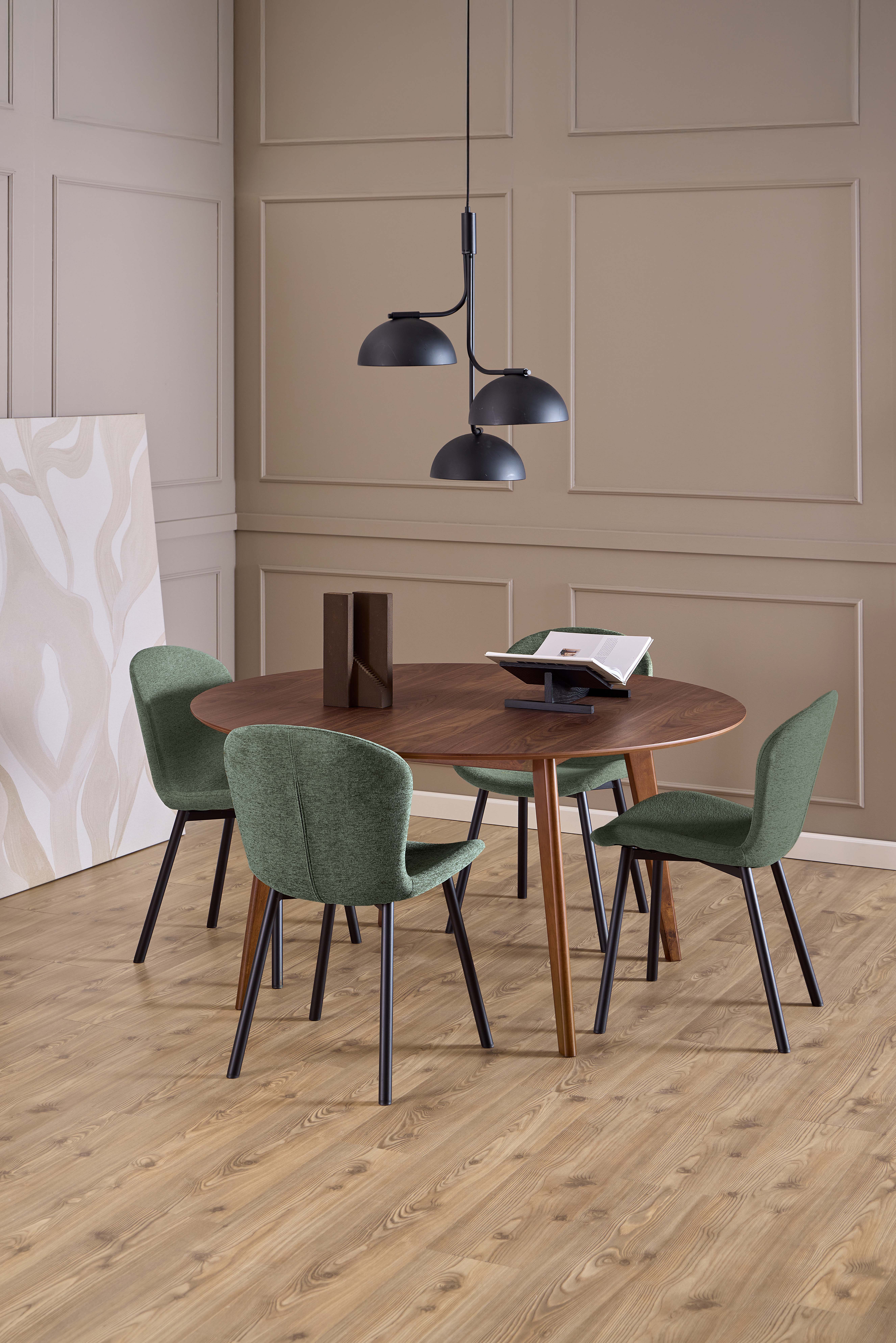 Eetkamerstoel - donkergroen/zwart metaal