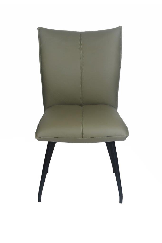Eetkamerstoel in leder - green/zwart metaal