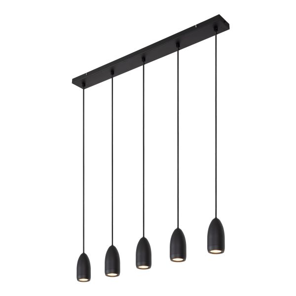 Hanglamp Evora met vijf pendels - zwart