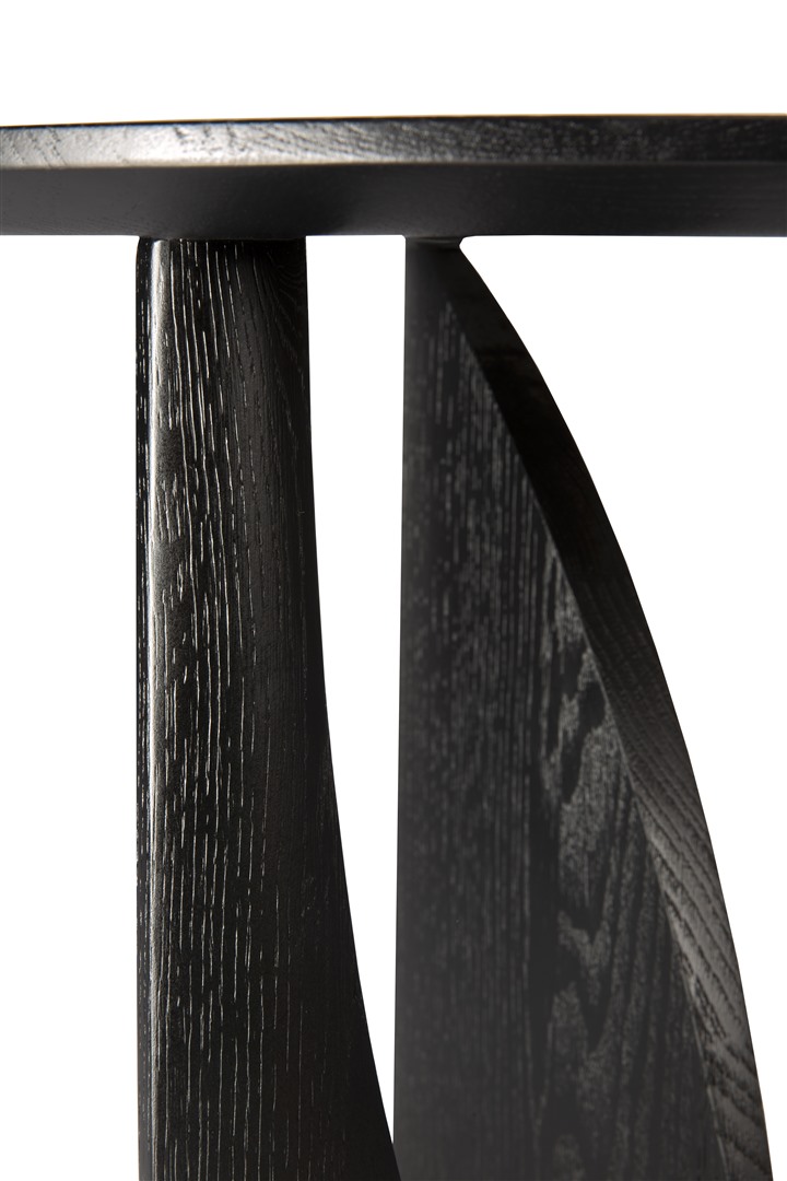 Bijzettafel Geometric Design teak hout dia. 51 cm - zwart