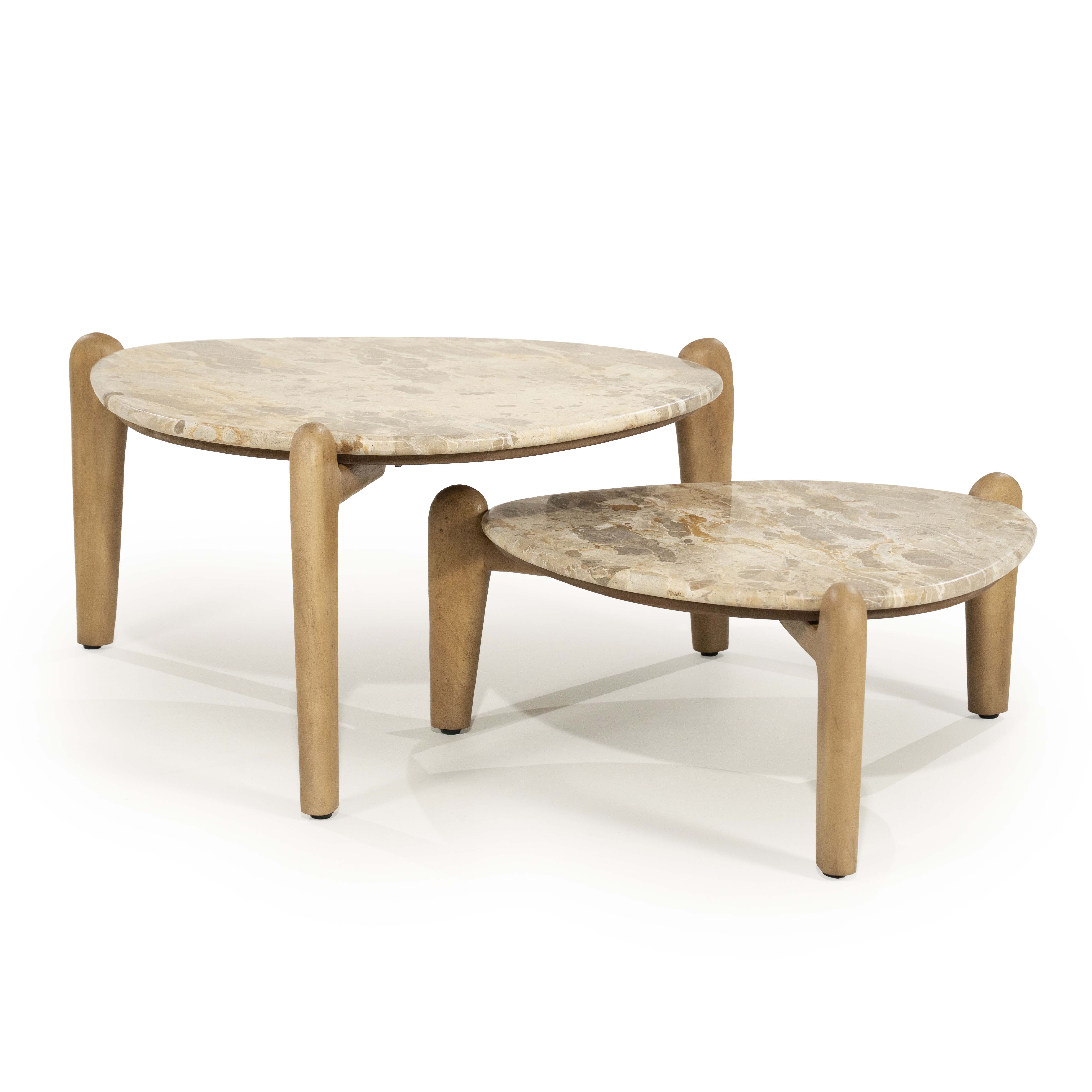 Bijzettafel small- mangohout/marmer