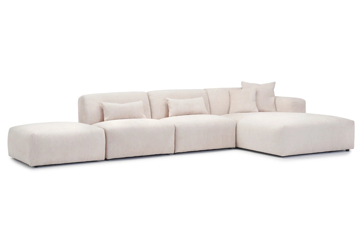 Hoeksalon North met longchair (rechts) - Sino ecru