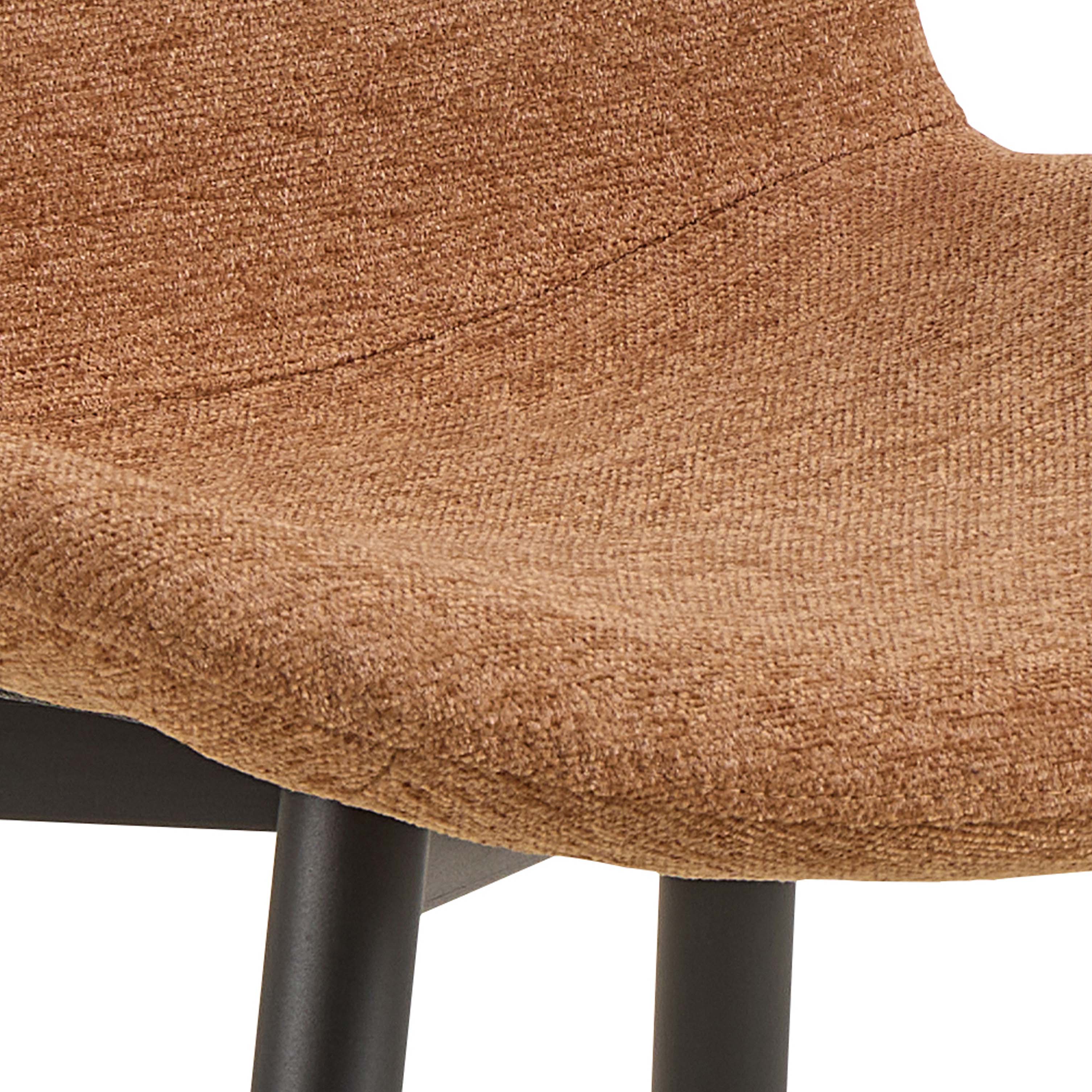 Eetkamerstoel - terracotta/zwart metaal