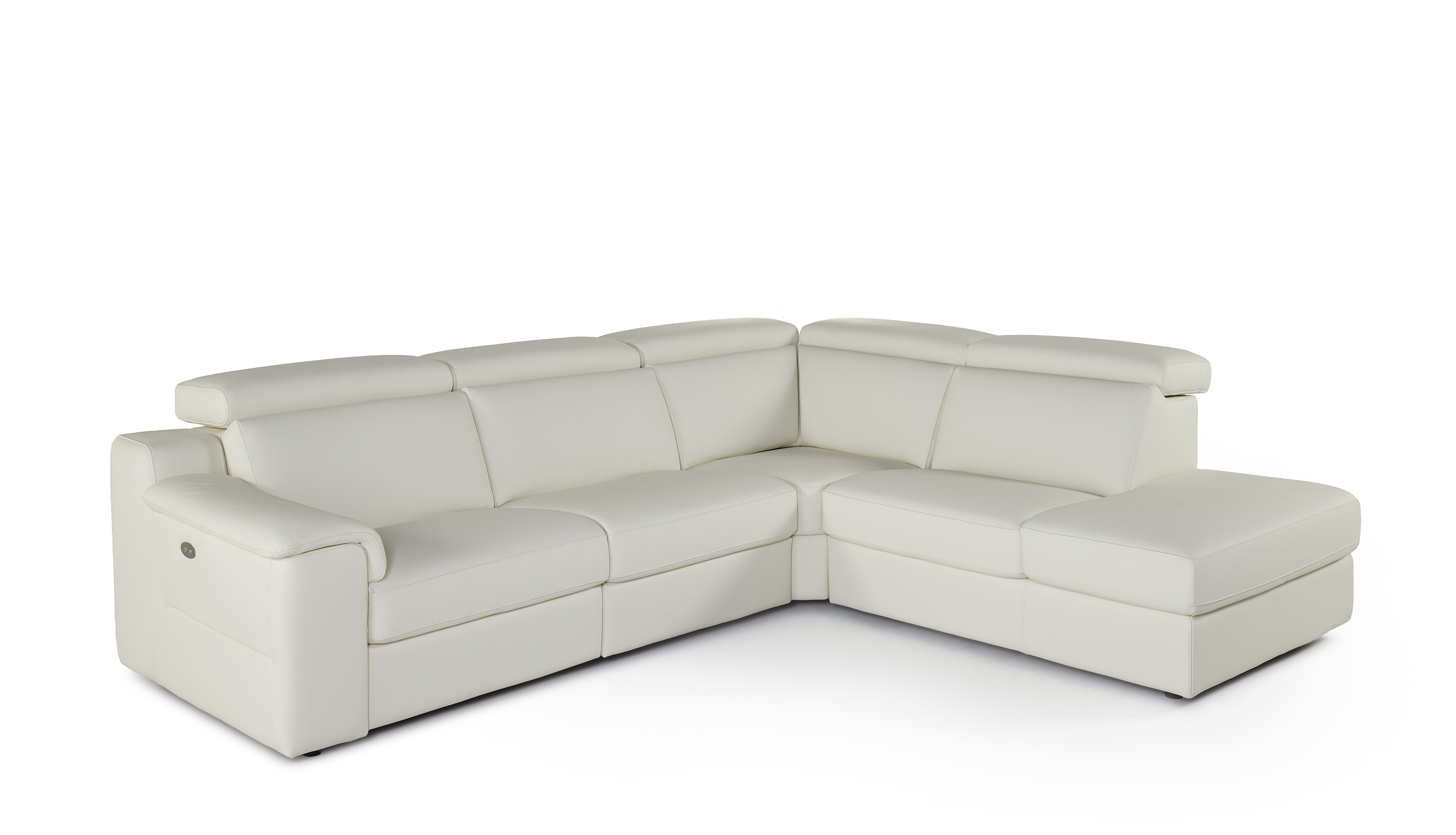 Hoeksalon in leder - bianco