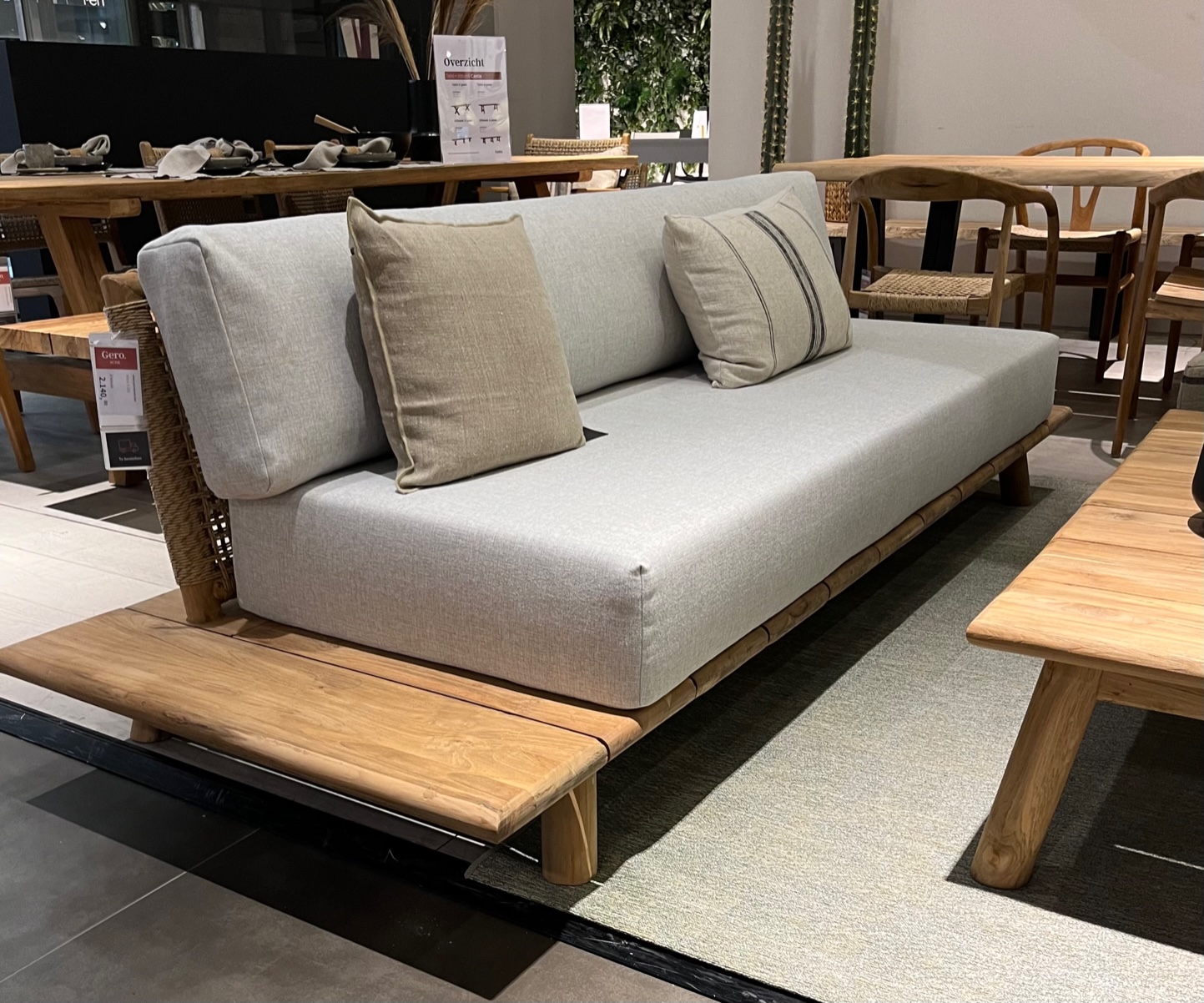 Loungezetel 2-zit - teak/textiel