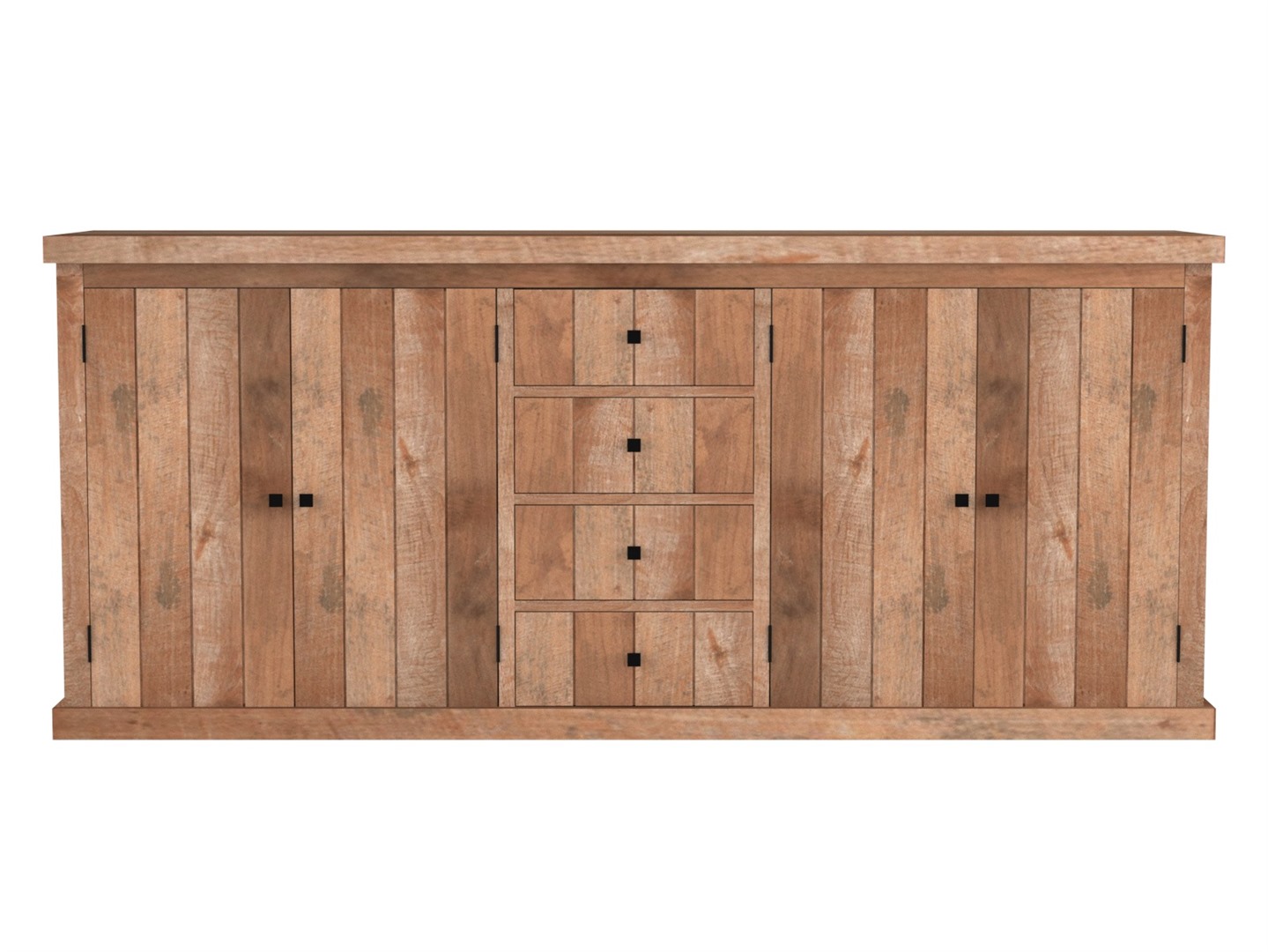 Dressoir met 4 deuren en 4 lades - natuur teak