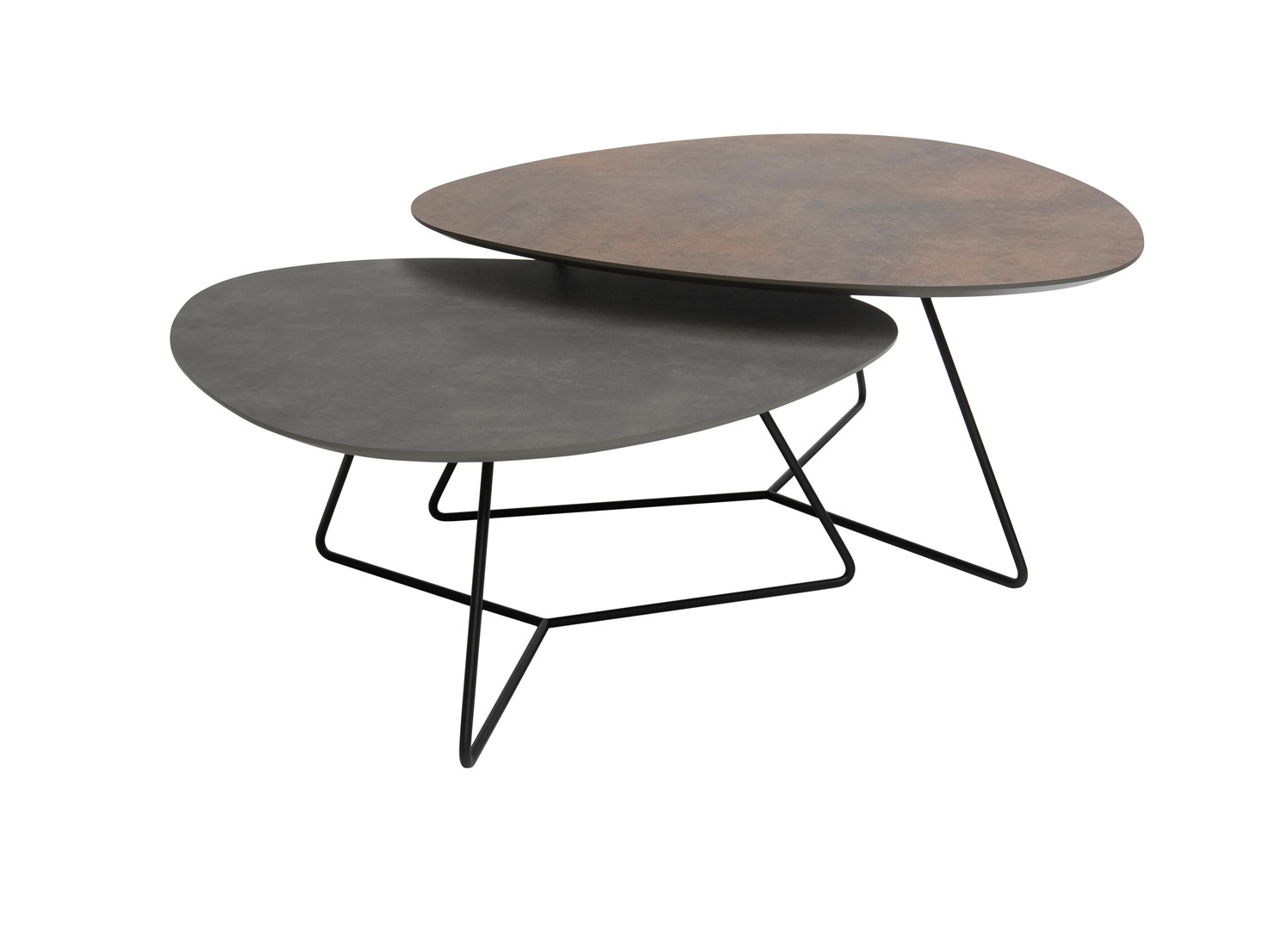 Twinny salontafel set van 2 - brons met zwart