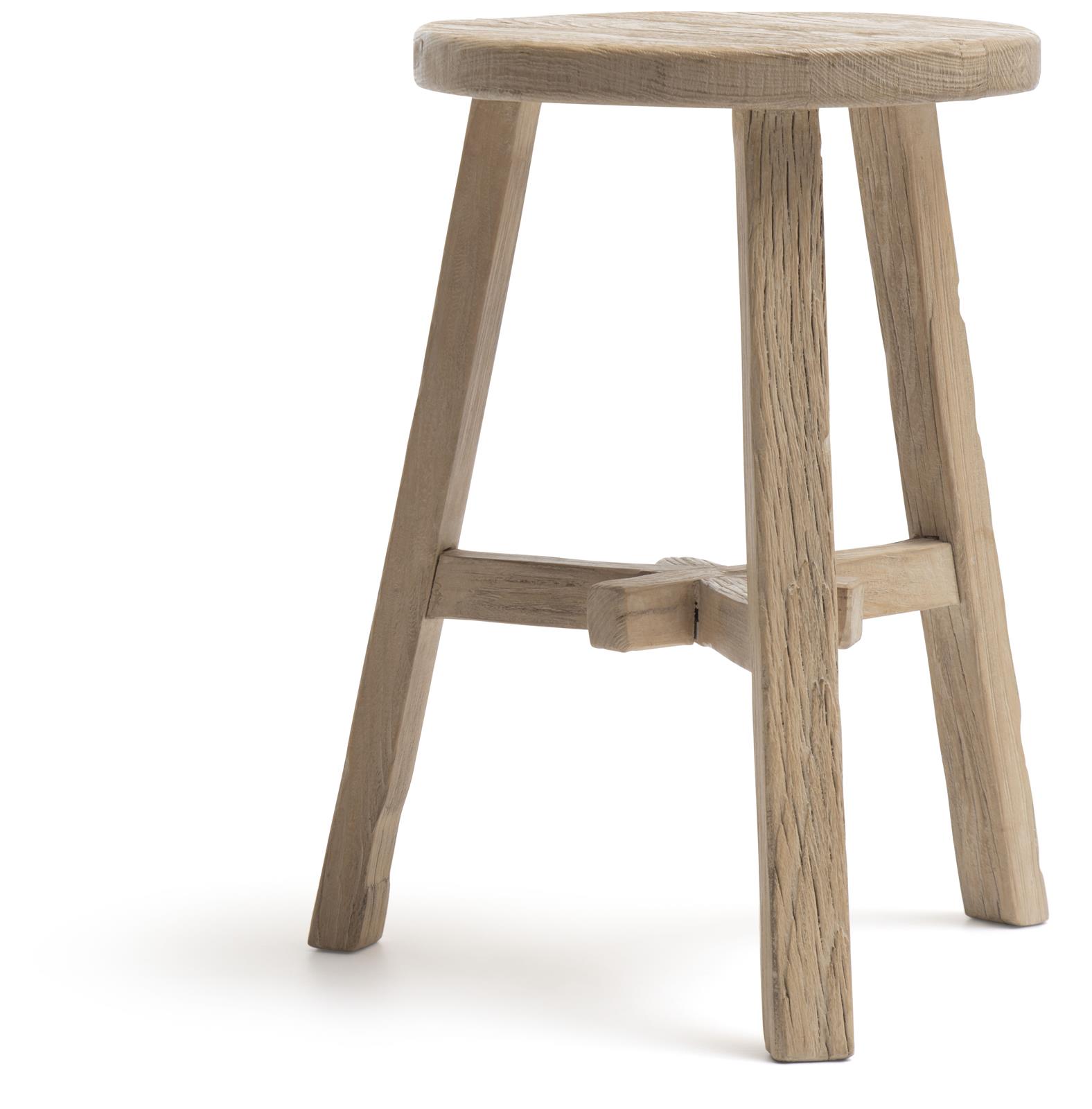 Houten krukje Mex dia. 32cm - natuur iepenhout
