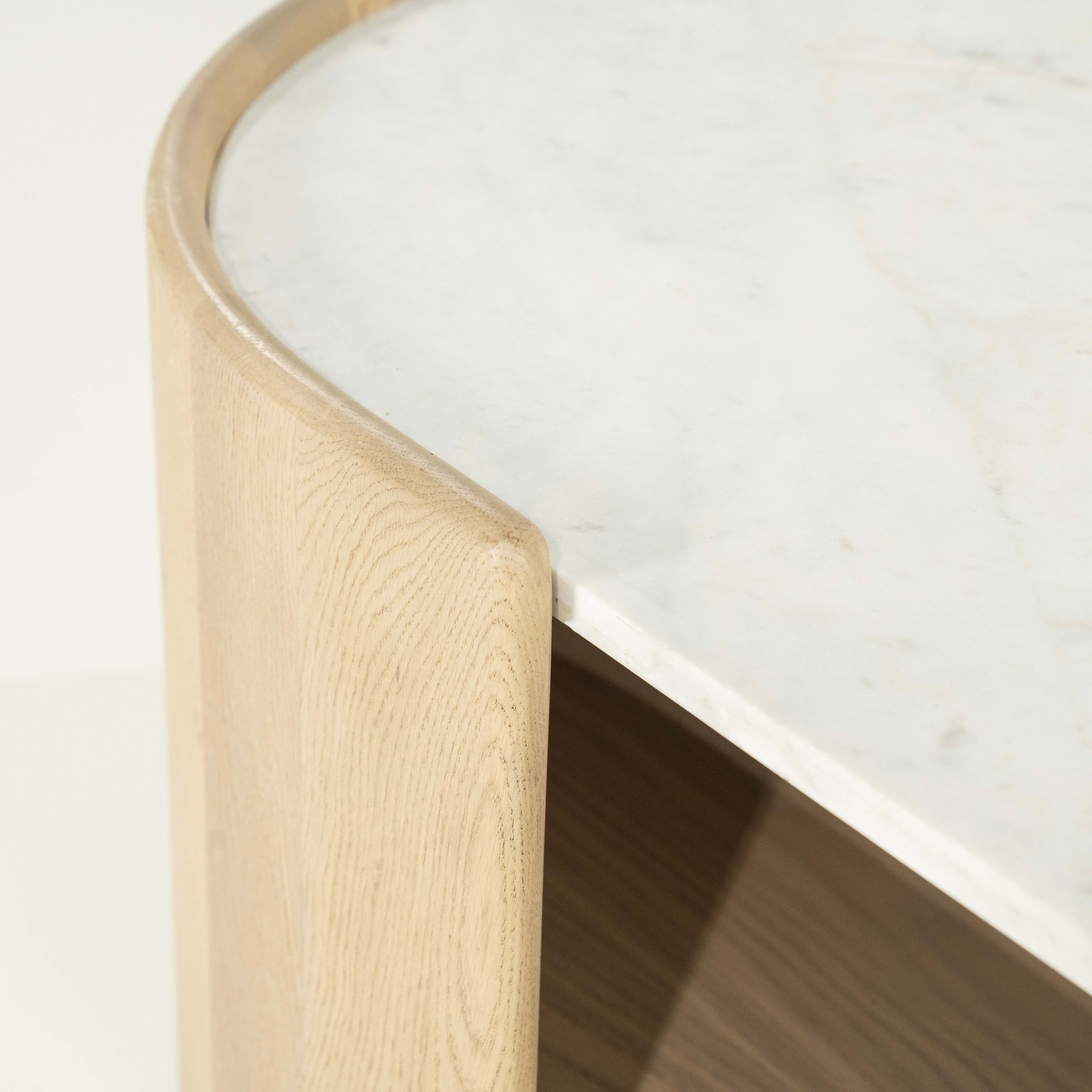 Salontafel 110x60cm - eik/wit marmer