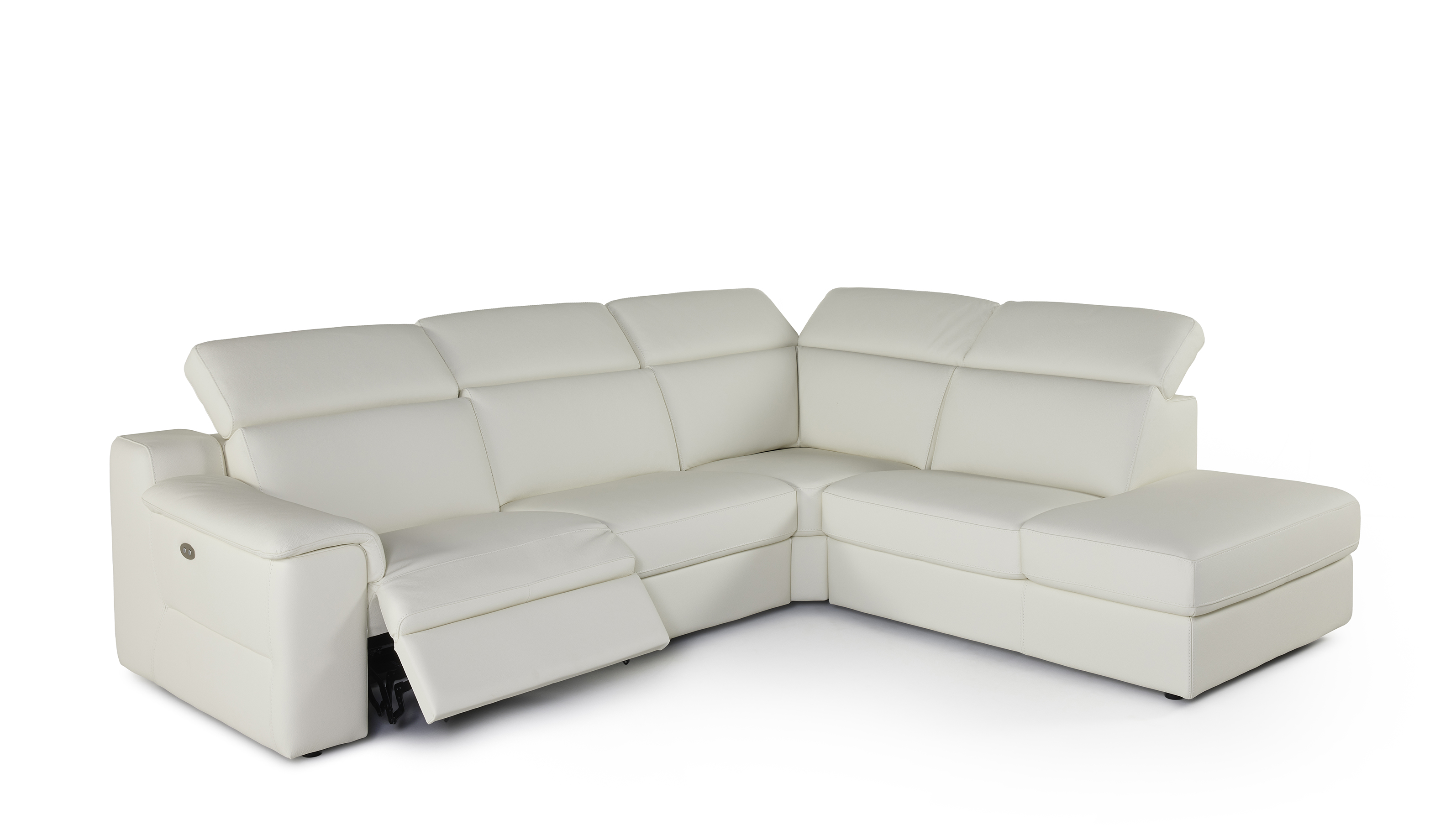 Hoeksalon in leder - bianco