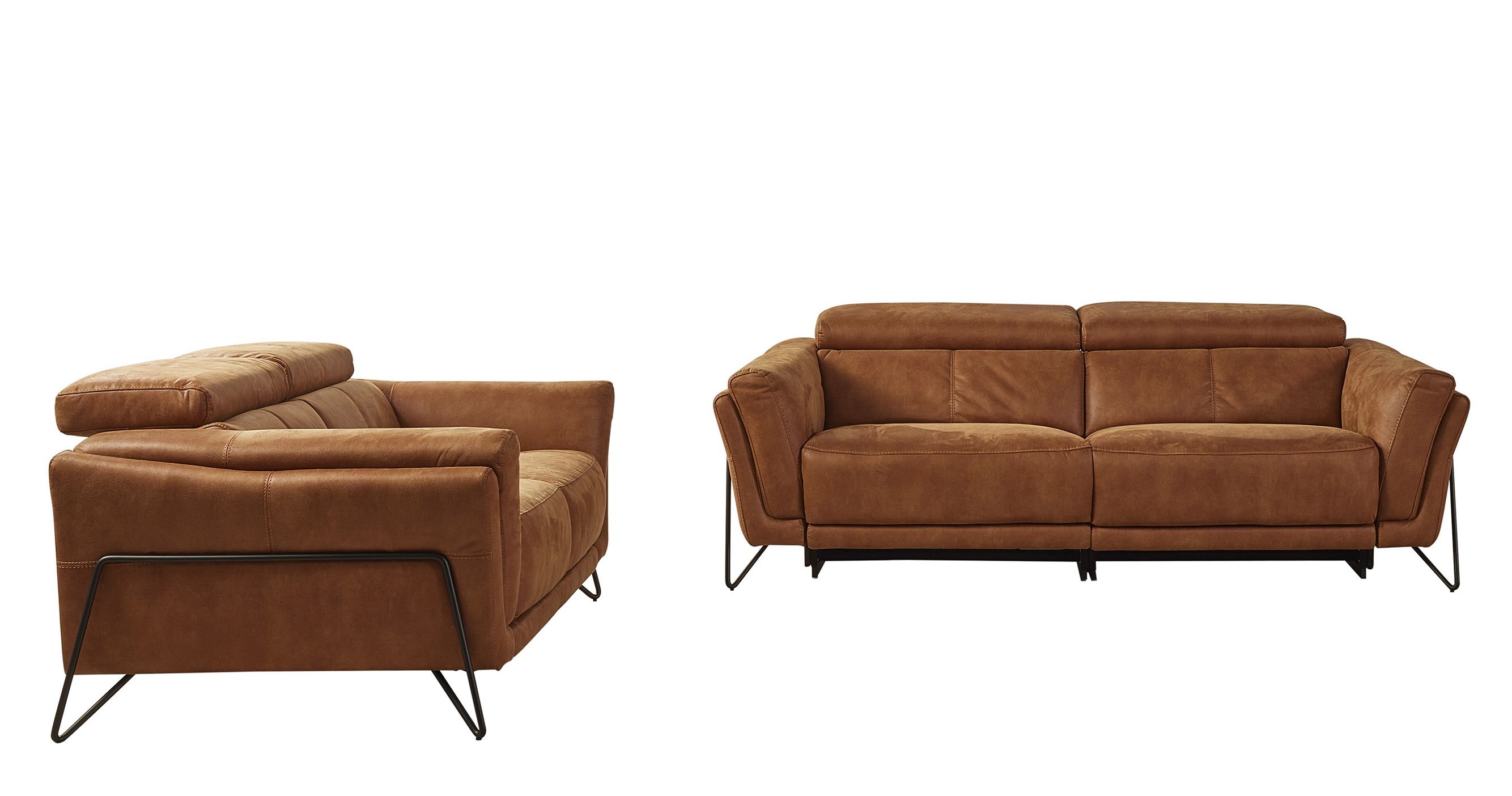 Set: 2,5-zit met elektrische relax en 2-zit vast - Brandy bruin