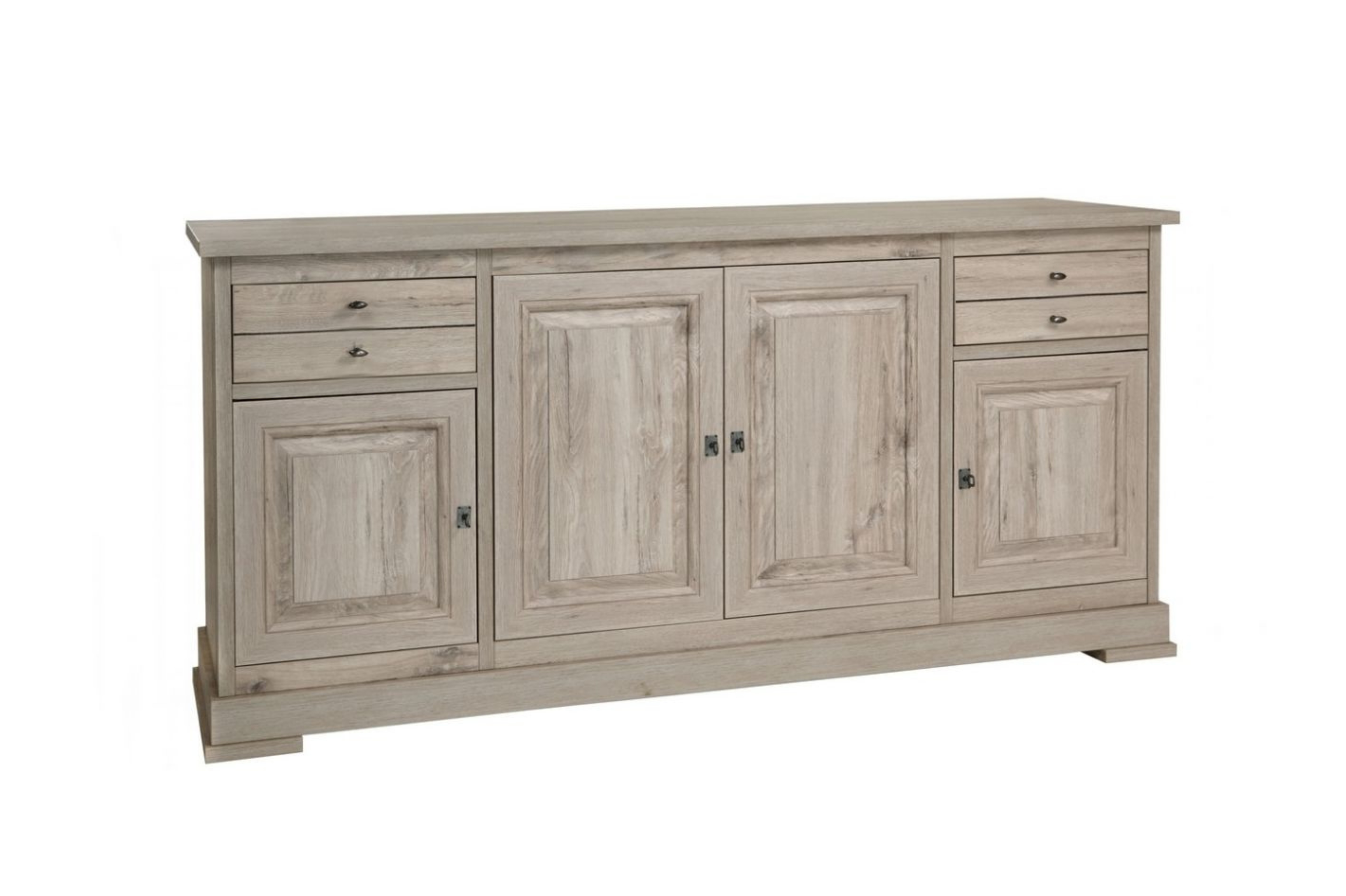 Dressoir met 4 deuren en 4 lades B196cm - lichtgrijs eiken