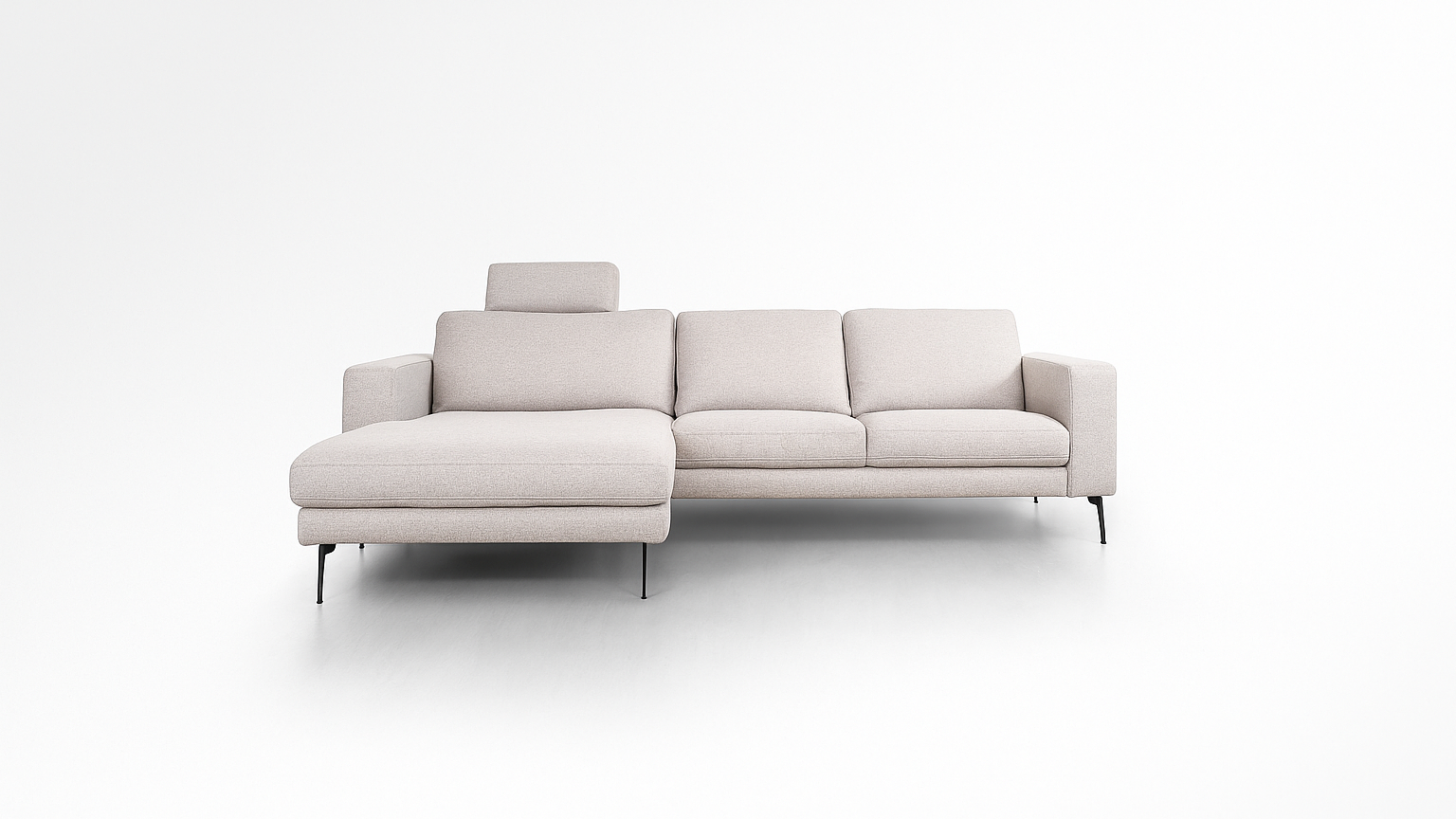 Hoeksalon met hoofdsteun en longchair (links) - Naturel beige