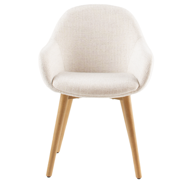 Kuipstoel met houten poten - Natural wit