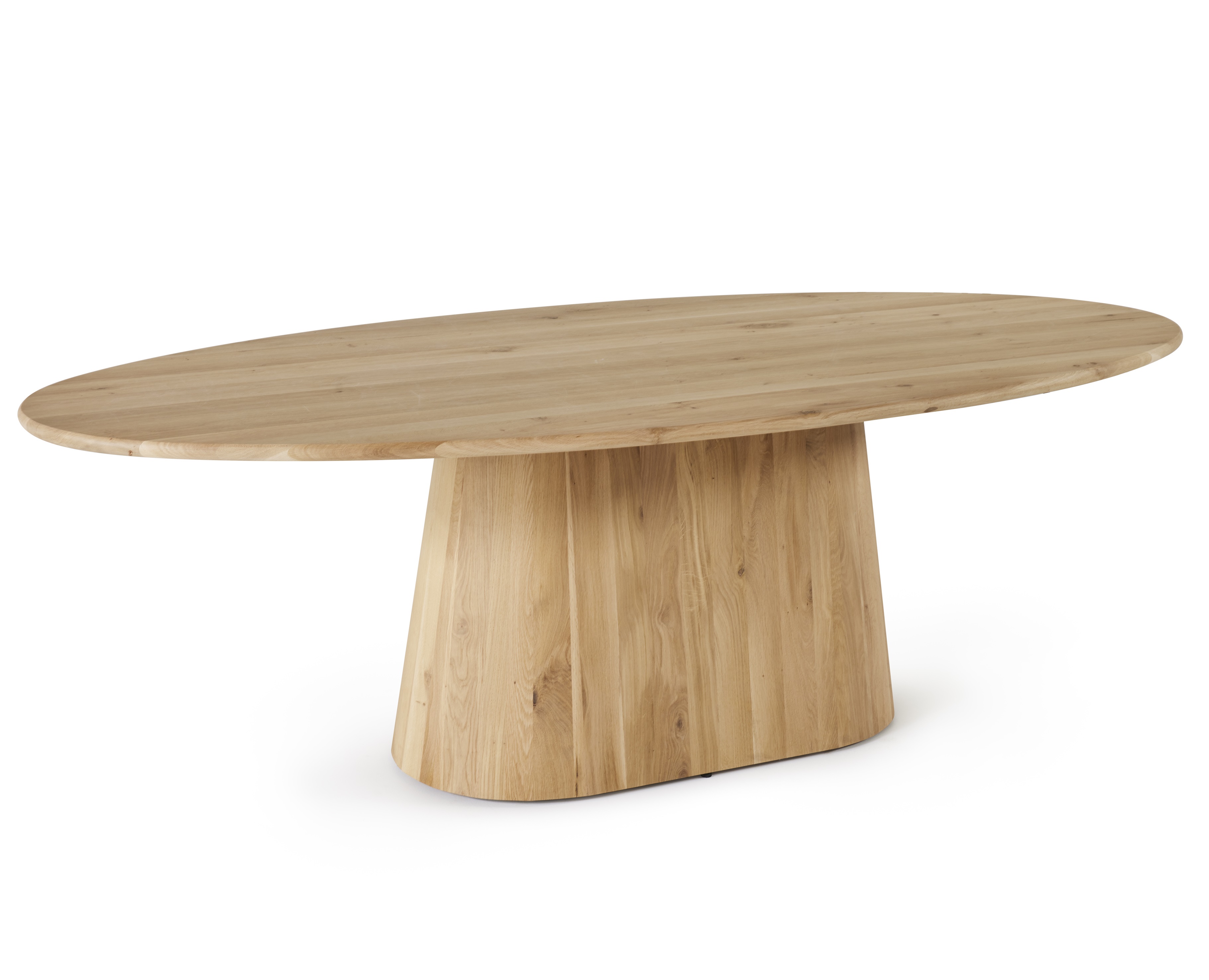Ovale tafel met centrale poot 240x110cm in eik - natuurkleur