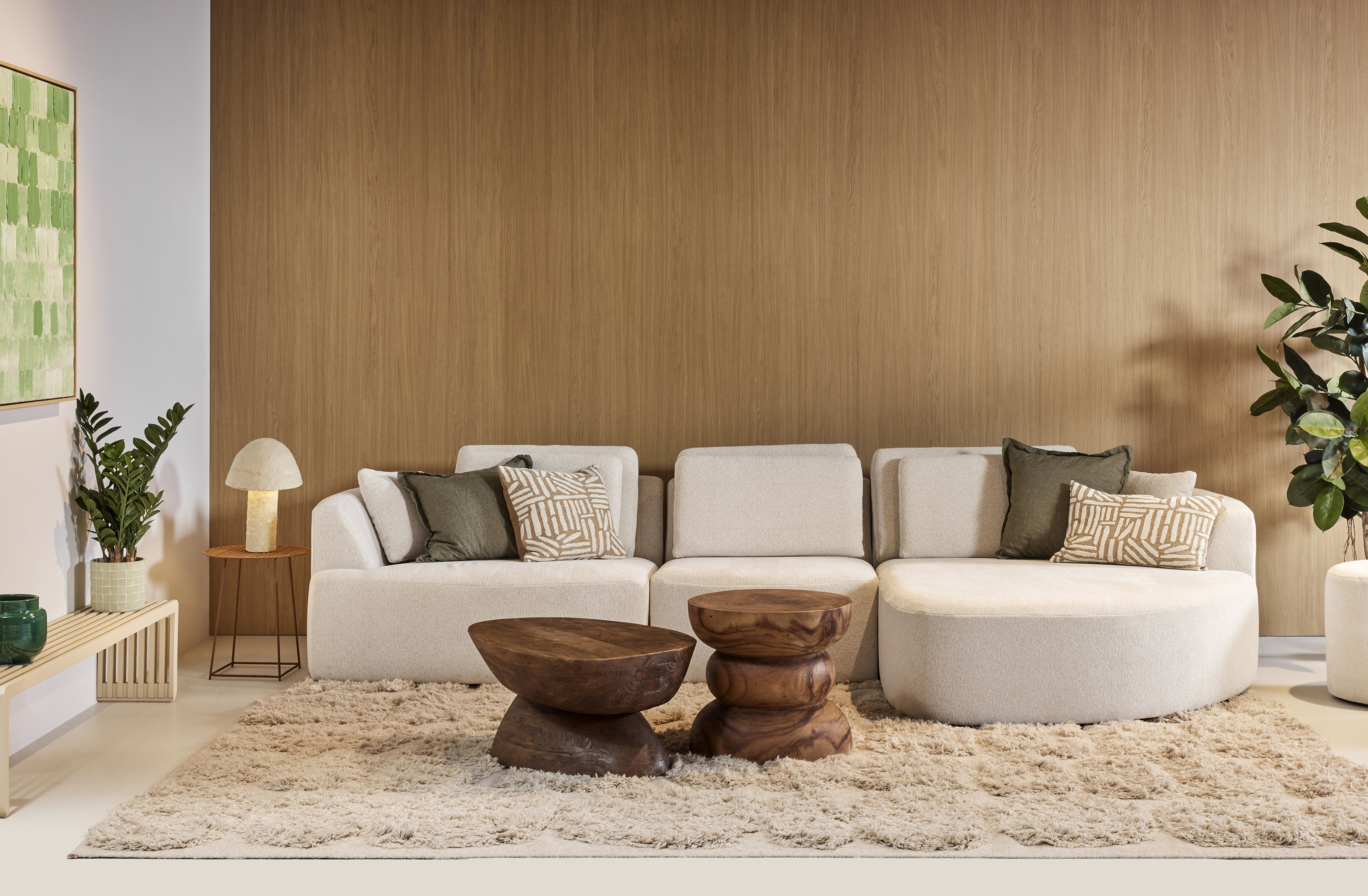 Hoeksalon met ronde lounge (links) - Venro ecru