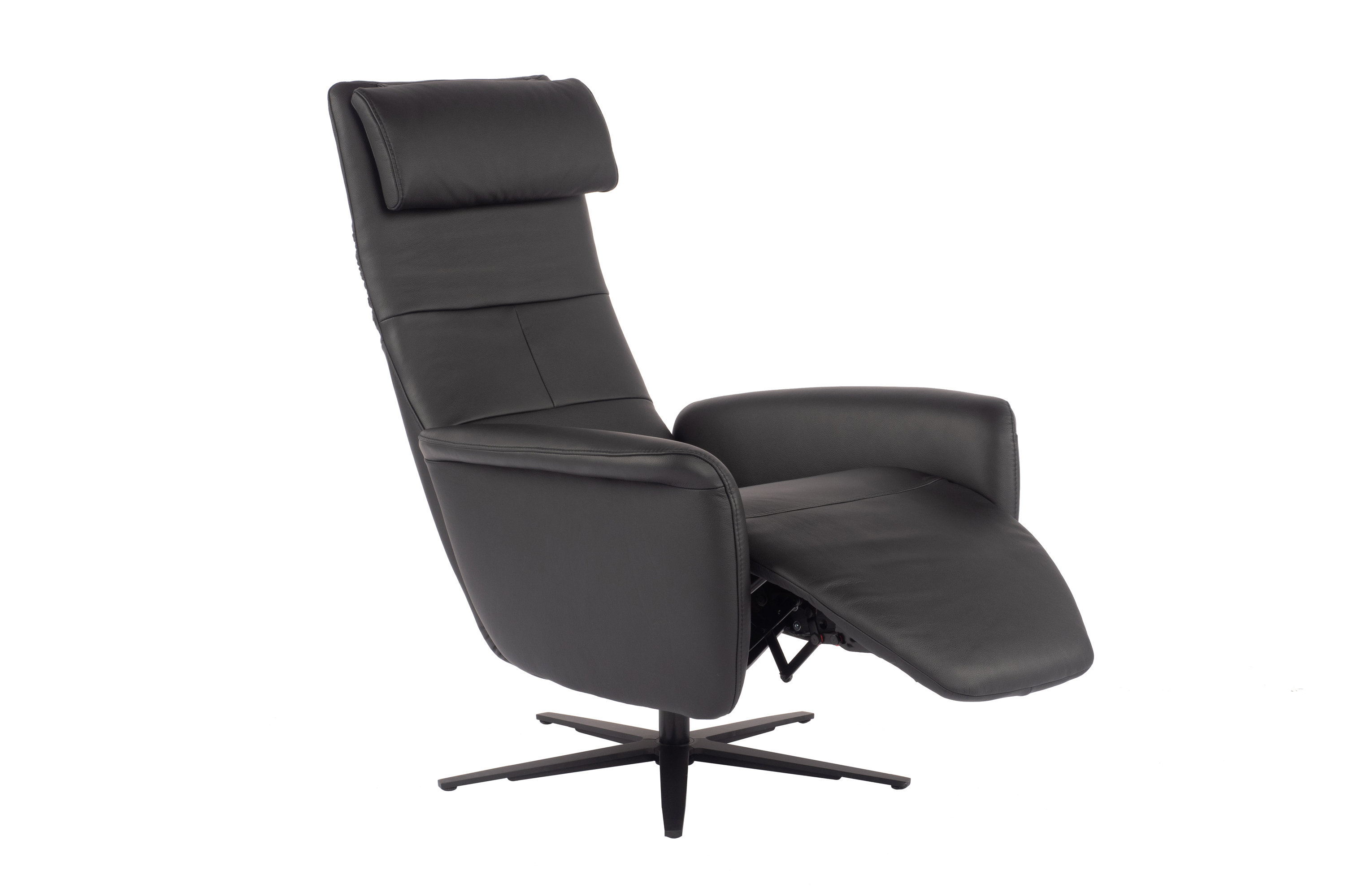 Relaxzetel in leder met verstelbare rug Medium - Credo zwart